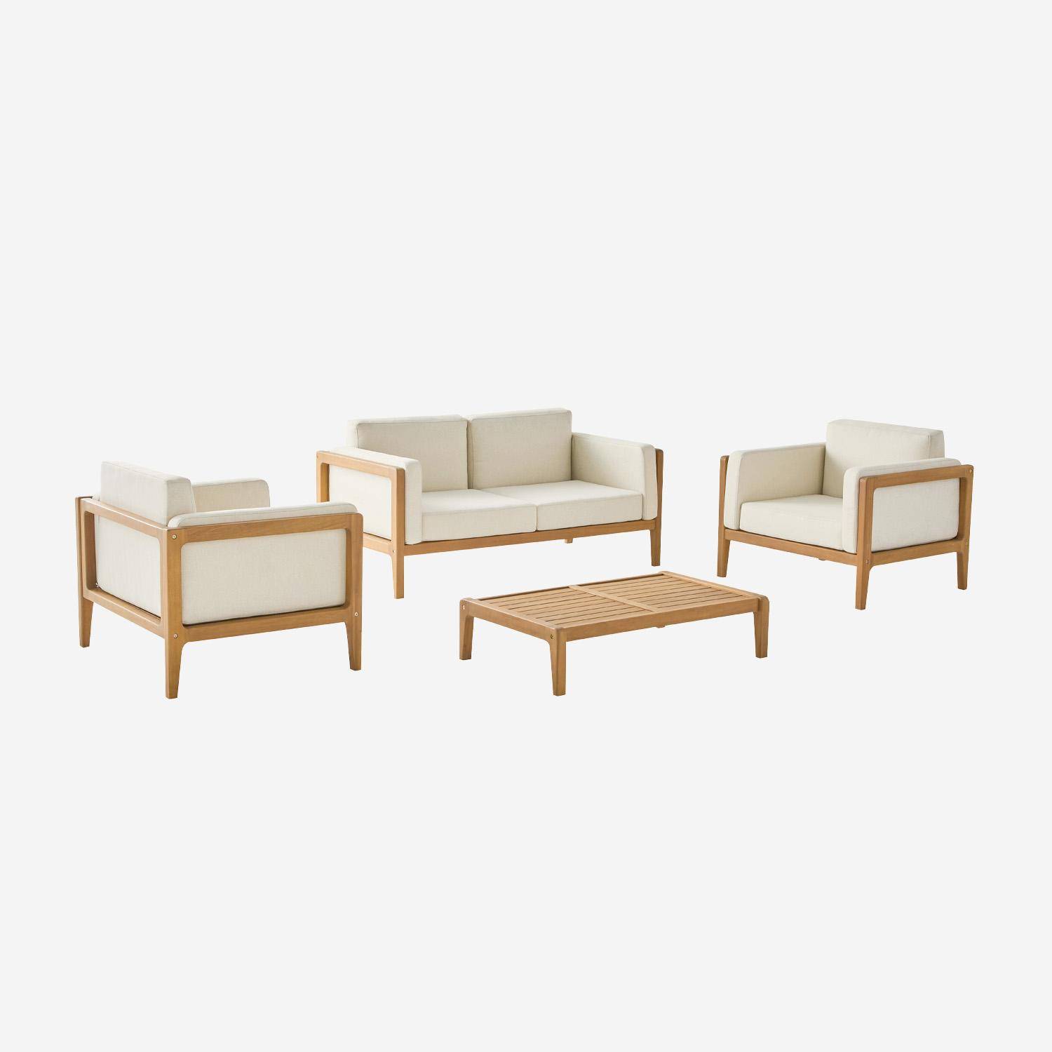 Salotto da giardino in legno di acacia, 4 posti Marrone naturale - 144x71x56 cm,sweeek,Photo8