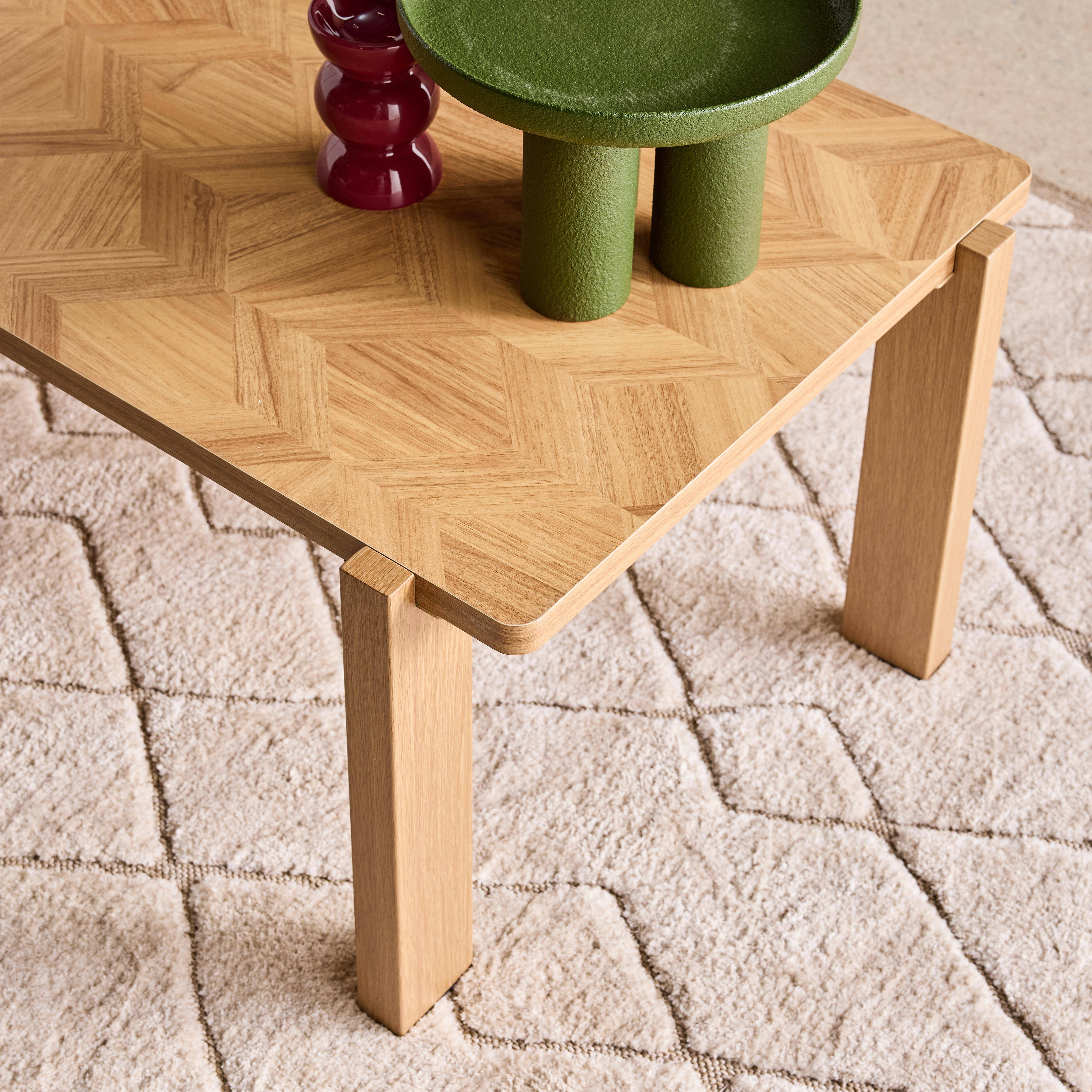 Prostokątny stolik kawowy vintage w kolorze drewna, blat w jodełkę 120 cm - Zala Photo3