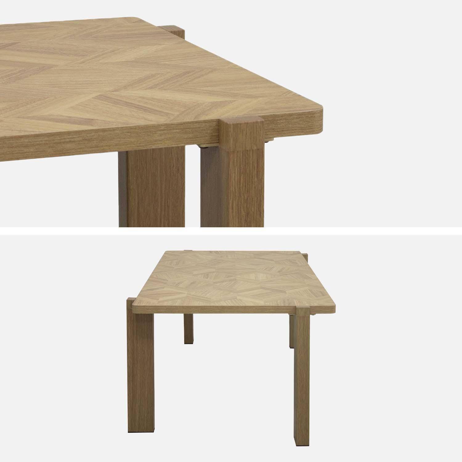 Table basse vintage rectangulaire décor bois plateau effet chevrons 120 cm - Zala,sweeek,Photo3