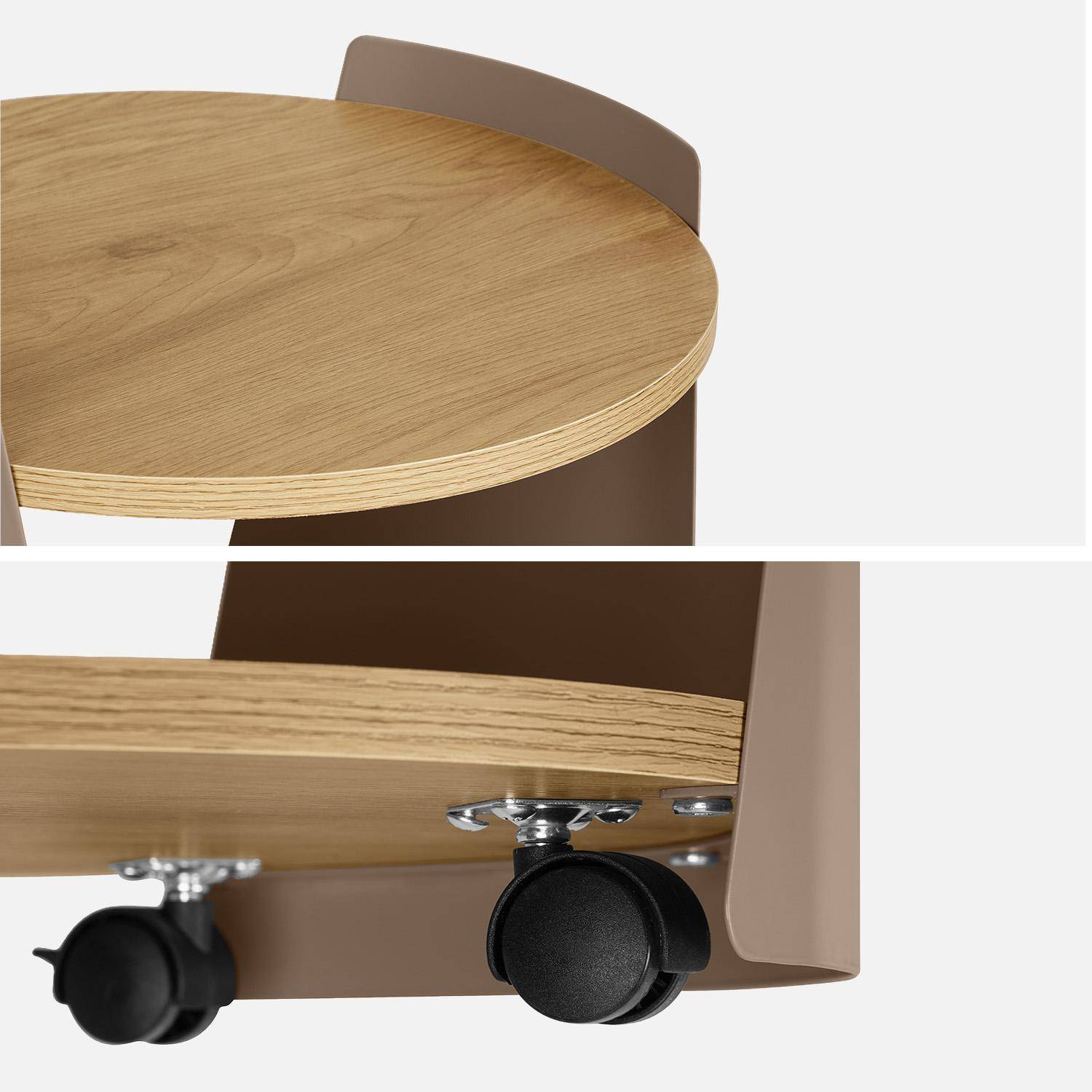 Table d'appoint métal courbé et décor bois avec roulettes marron - Molto Photo4