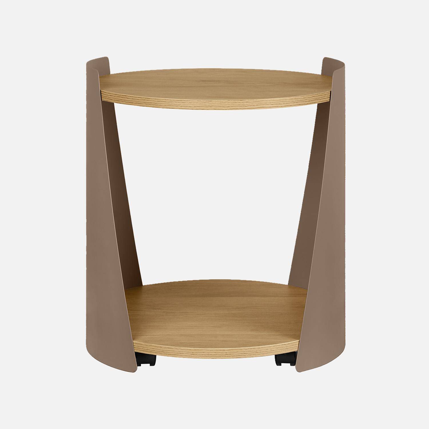 Table d'appoint métal courbé et décor bois avec roulettes marron - Molto Photo2