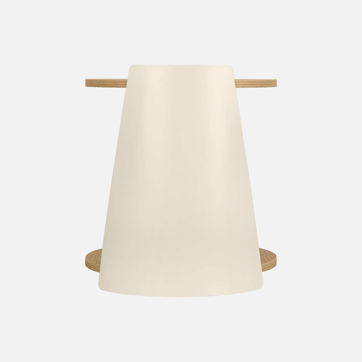 Table d'appoint métal courbé et décor bois avec roulettes beige - Molto Photo3