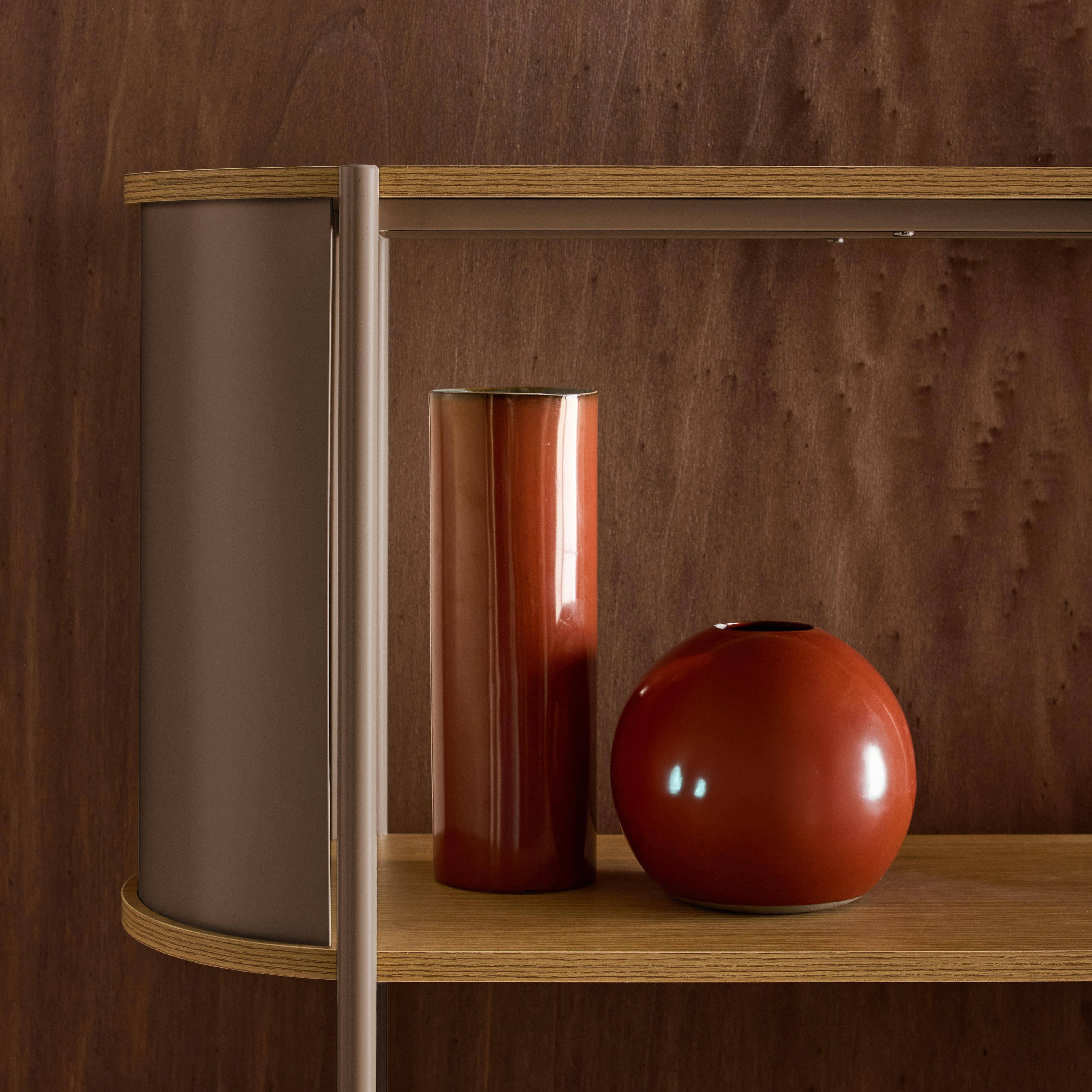 Estantería de biblioteca de metal curvado, 5 niveles Marrón - 80x33.8x172 cm Photo4