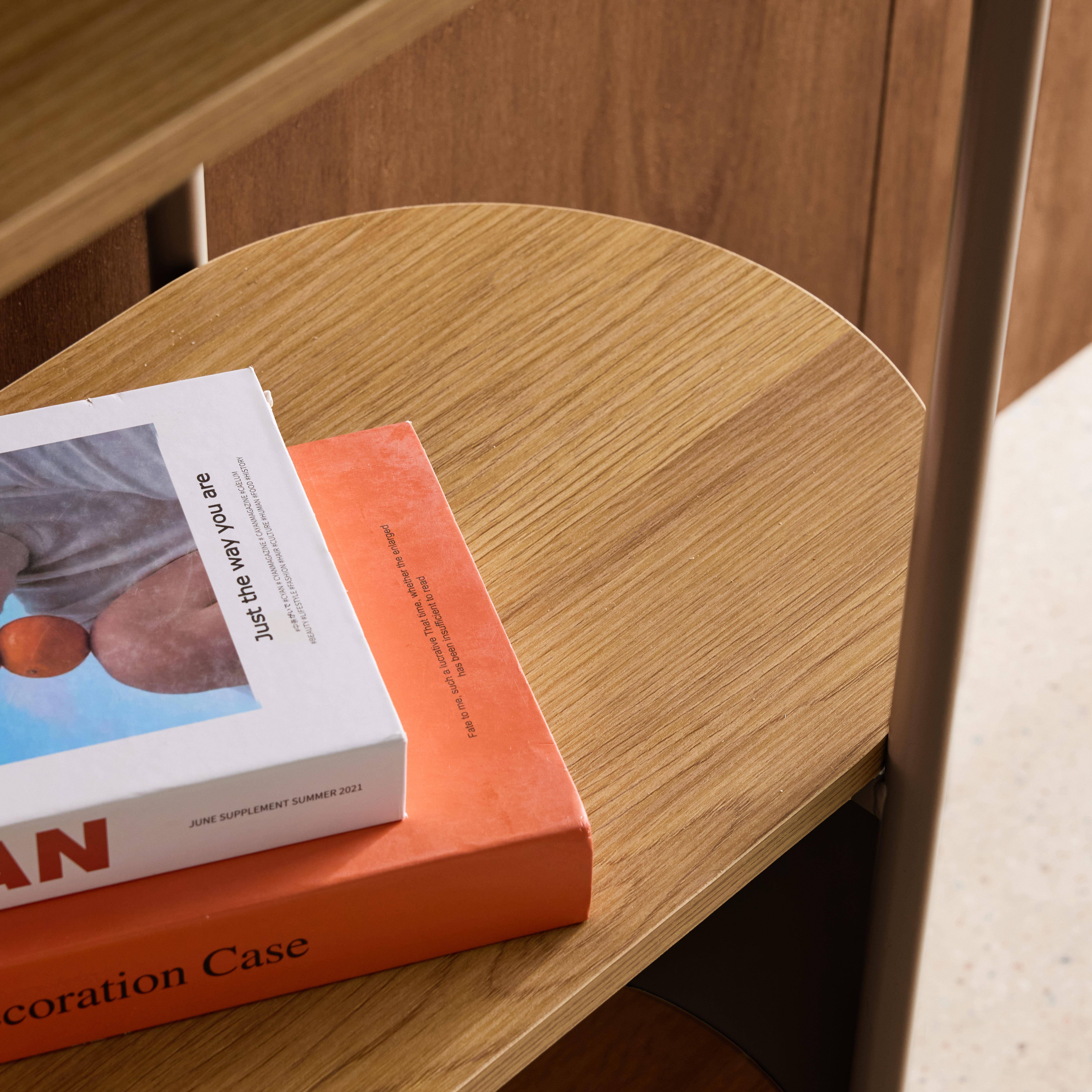 Estantería de biblioteca de metal curvado, 5 niveles Marrón - 80x33.8x172 cm Photo3