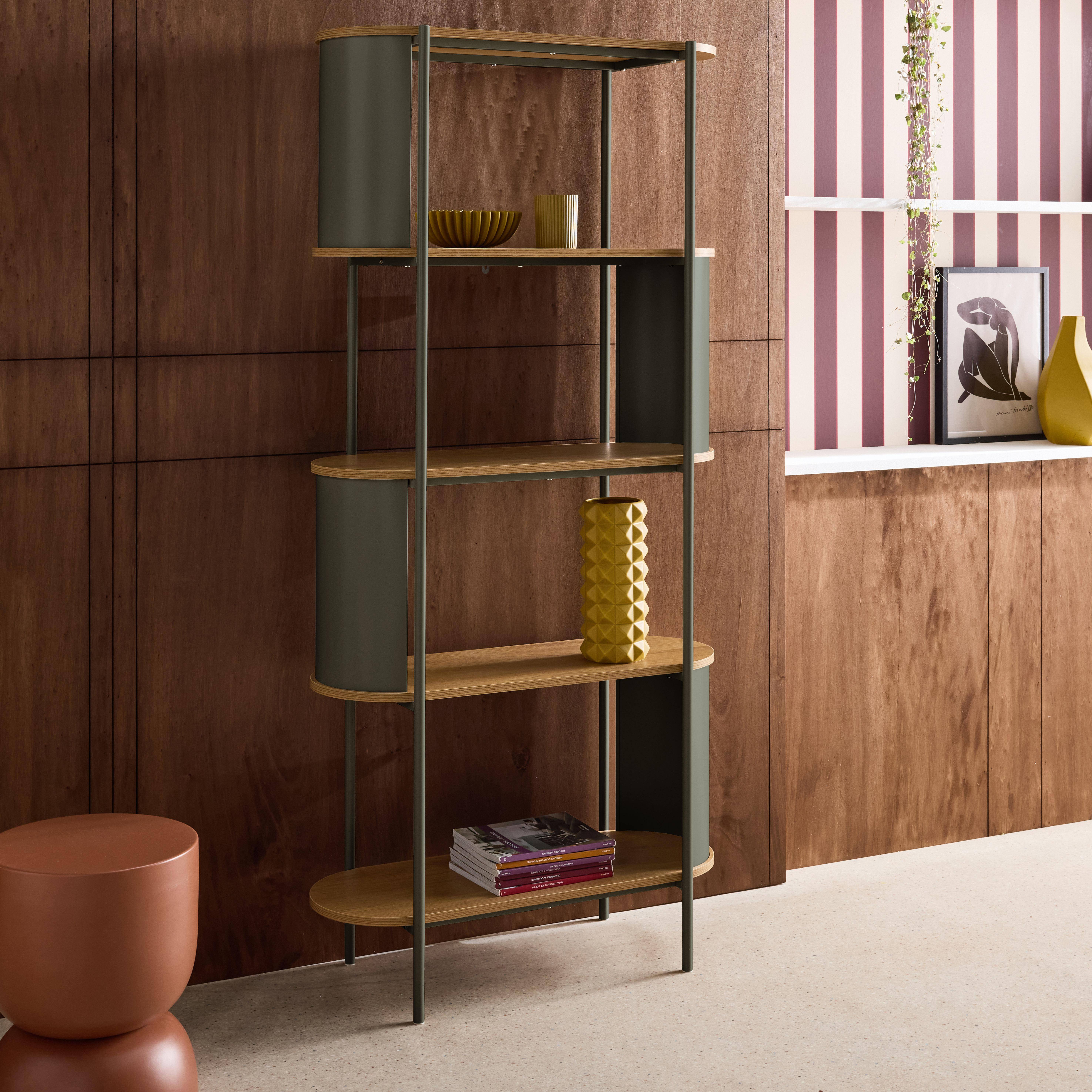 Regał biblioteczny w kolorze drewna z giętego metalu, 5 poziomów zielony - Molto Photo2