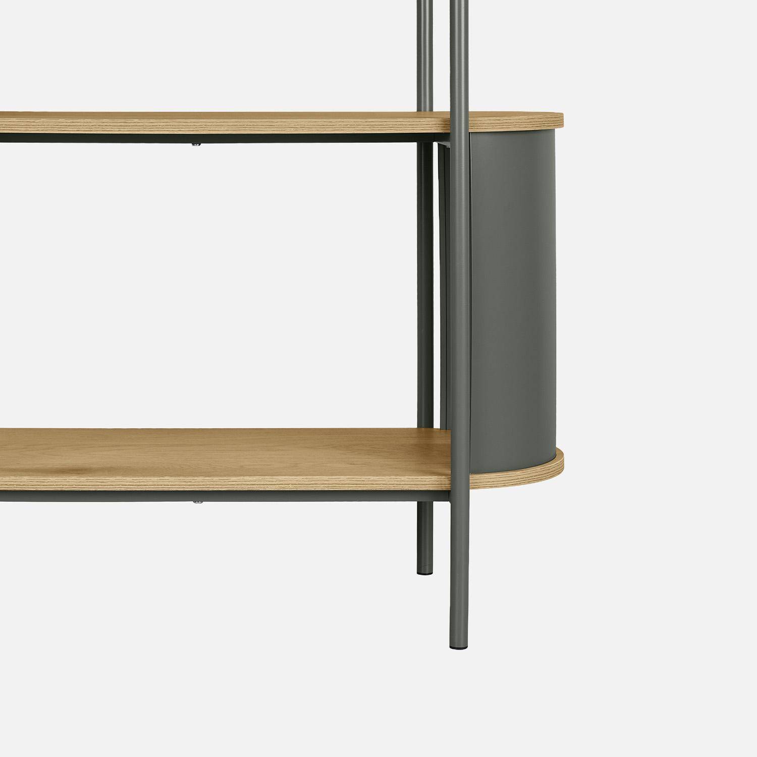 Etagère bibliothèque métal courbé et décor bois 5 niveaux vert - Molto Photo4