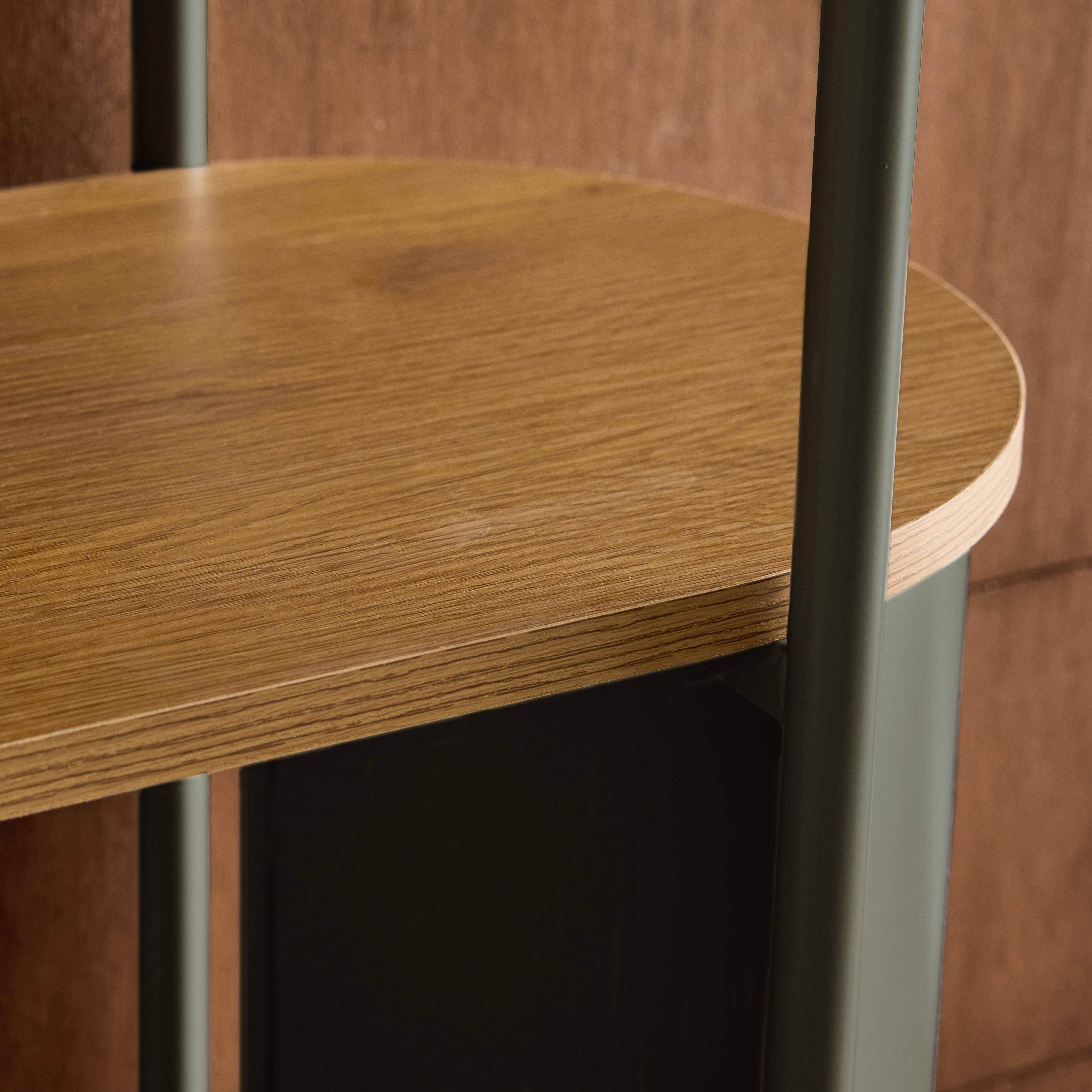 Regał biblioteczny w kolorze drewna z giętego metalu, 5 poziomów zielony - Molto,sweeek,Photo3