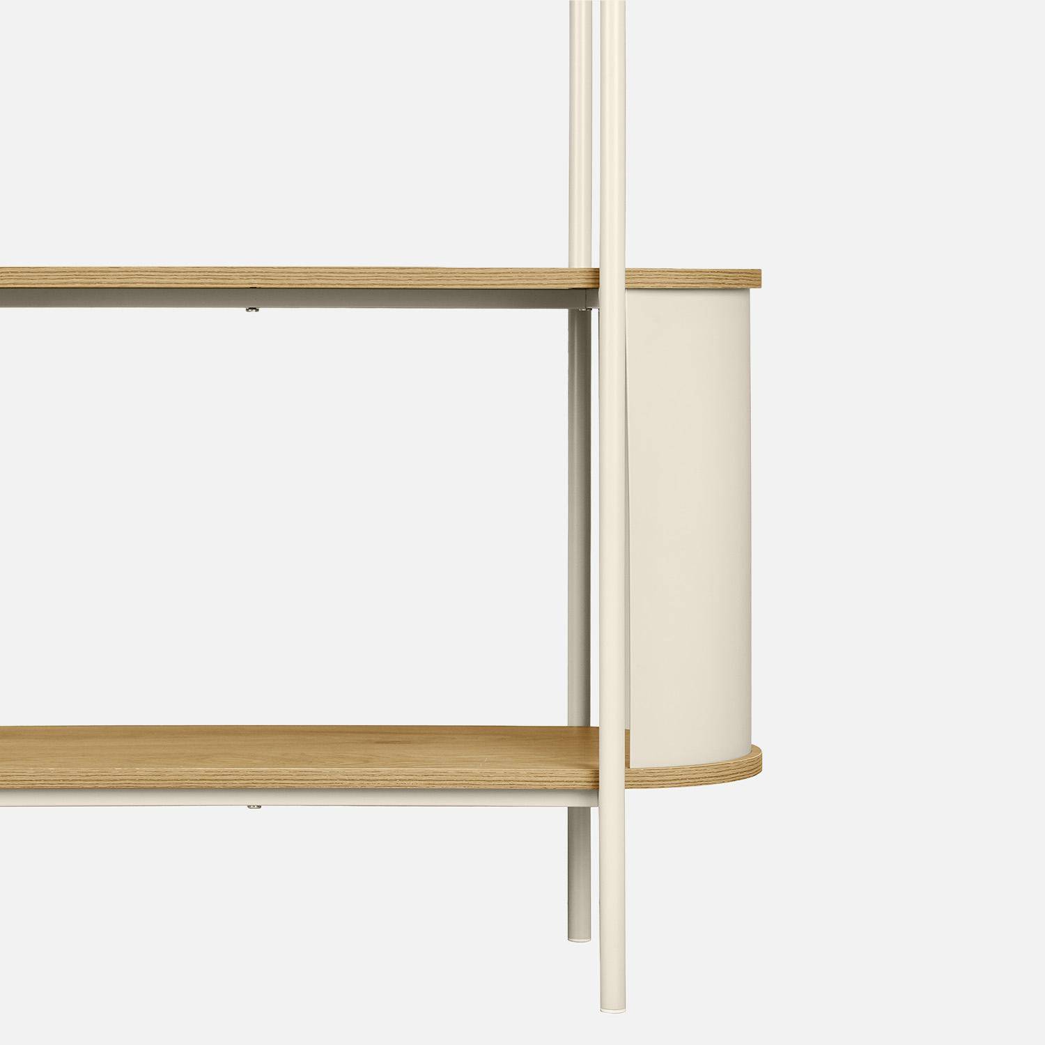 Etagère bibliothèque métal courbé et décor bois 5 niveaux beige - Molto,sweeek,Photo4