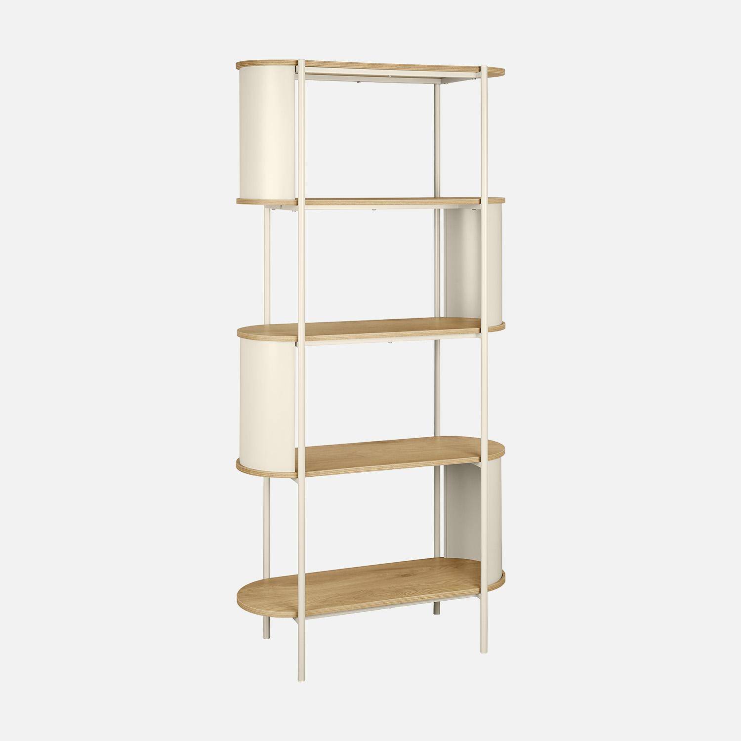 Etagère bibliothèque métal courbé et décor bois 5 niveaux beige - Molto Photo1