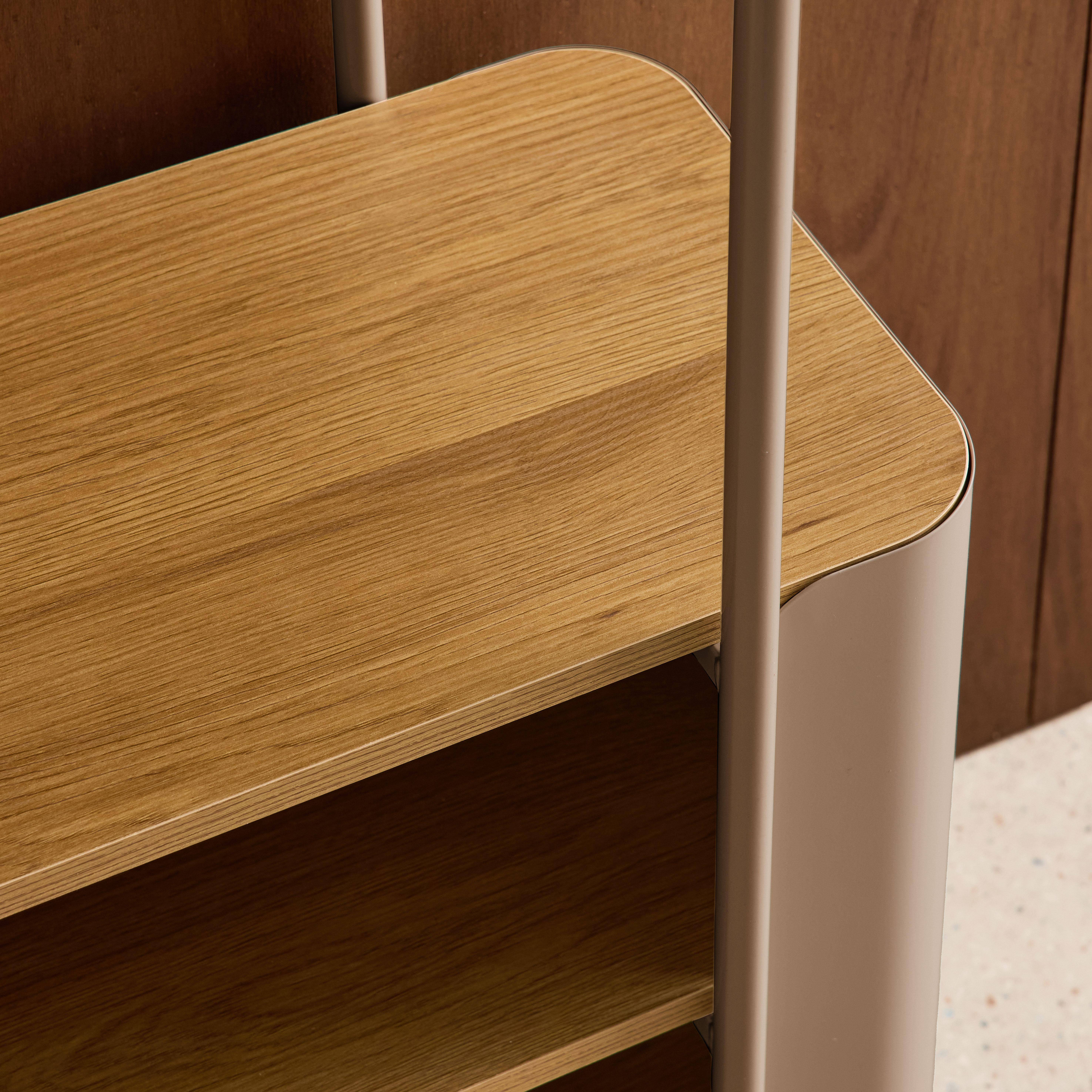 Estantería biblioteca de metal curvado y decoración de madera, 6 niveles Marrón - 80x33.8x172 cm Photo4