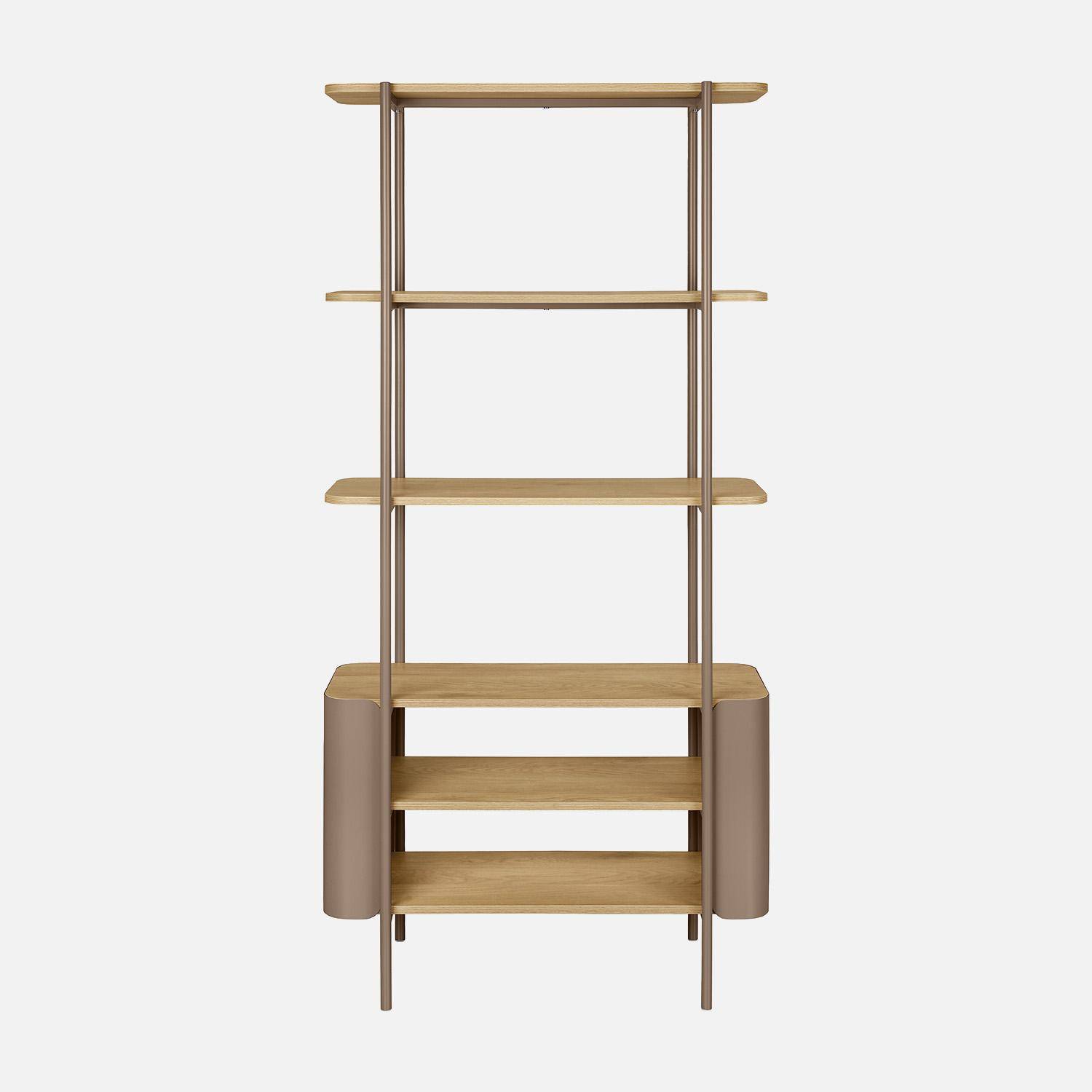 Etagère bibliothèque métal courbé et décor bois 6 niveaux marron - Molto Photo2