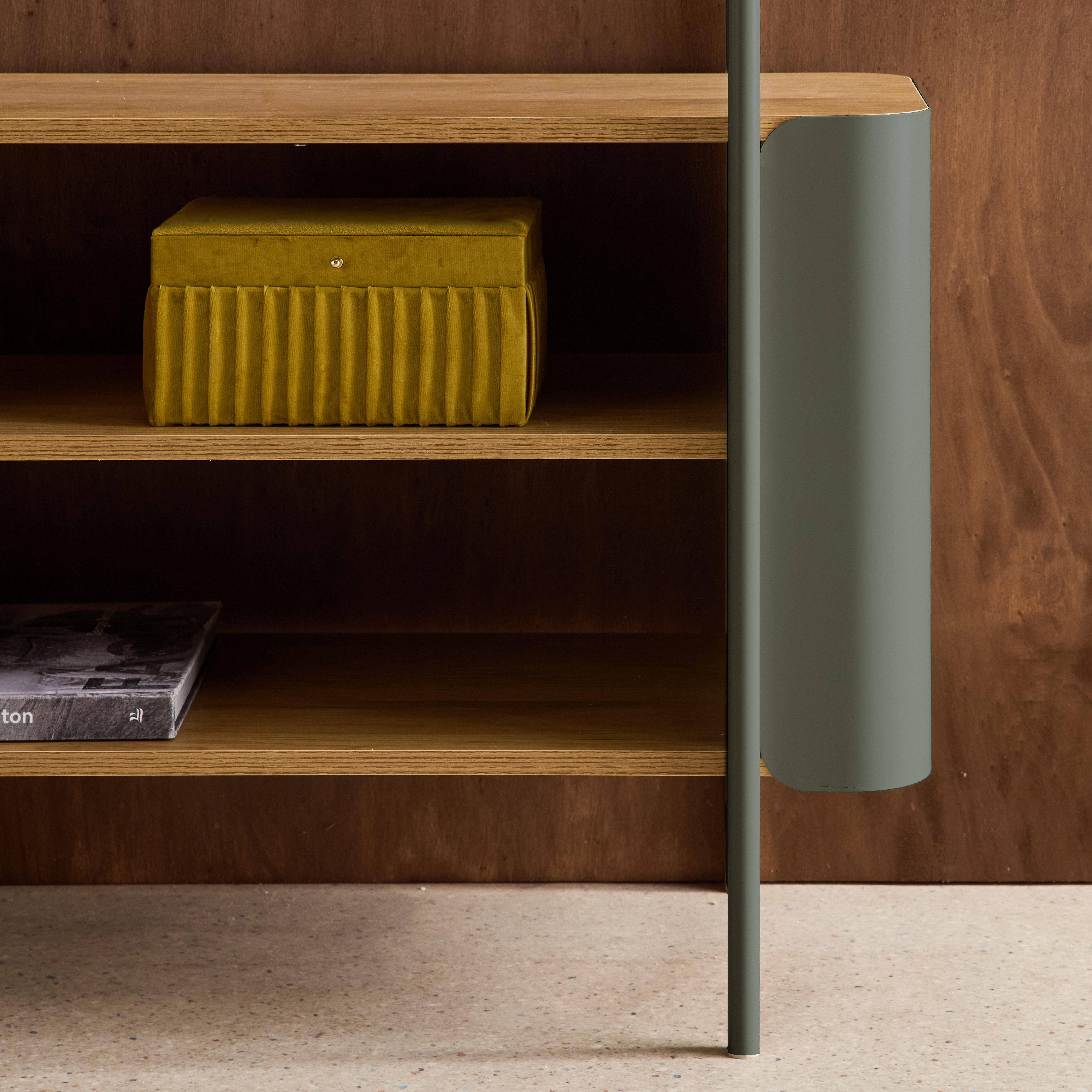 Etagère bibliothèque métal courbé et décor bois 6 niveaux vert - Molto,sweeek,Photo6