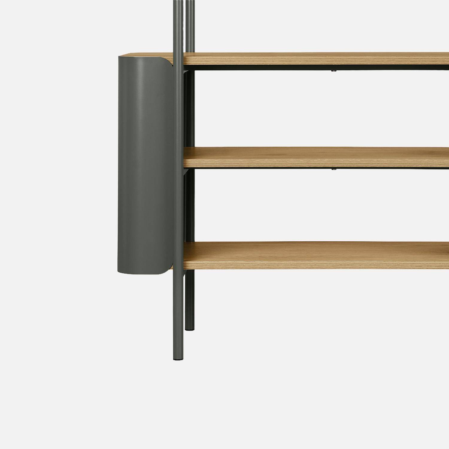 Etagère bibliothèque métal courbé et décor bois 6 niveaux vert - Molto Photo4