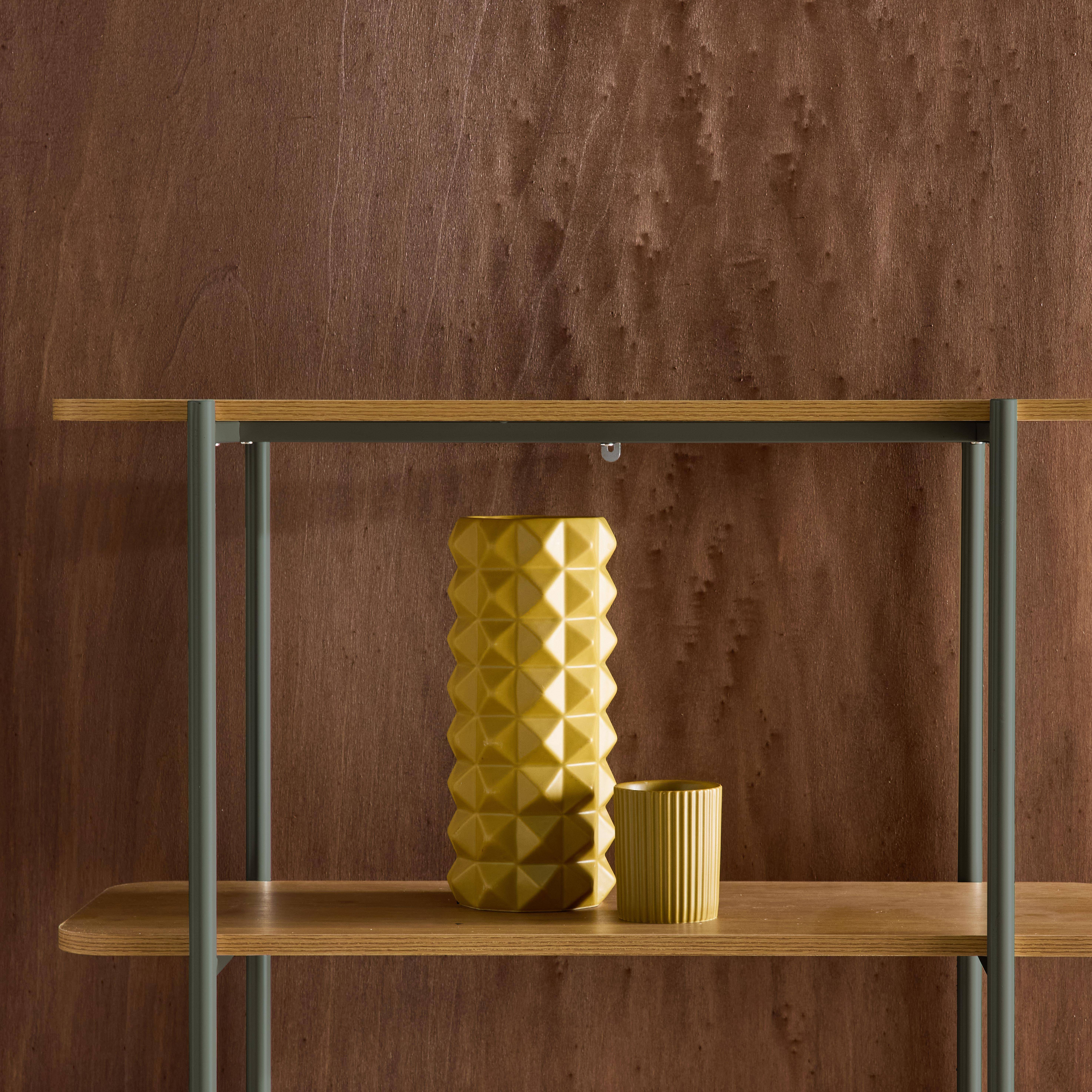 Etagère bibliothèque métal courbé et décor bois 6 niveaux vert - Molto,sweeek,Photo3