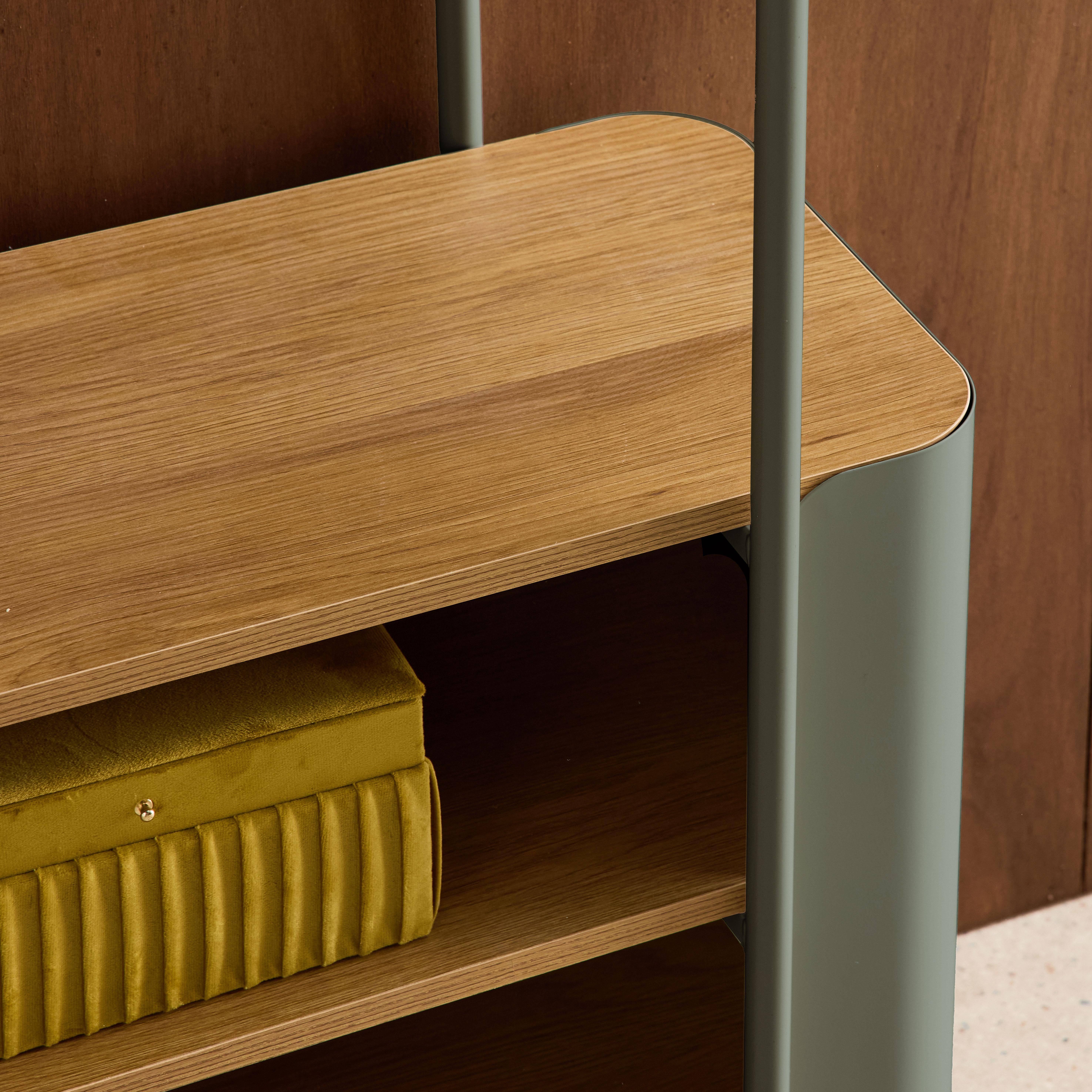 Etagère bibliothèque métal courbé et décor bois 6 niveaux vert - Molto Photo5