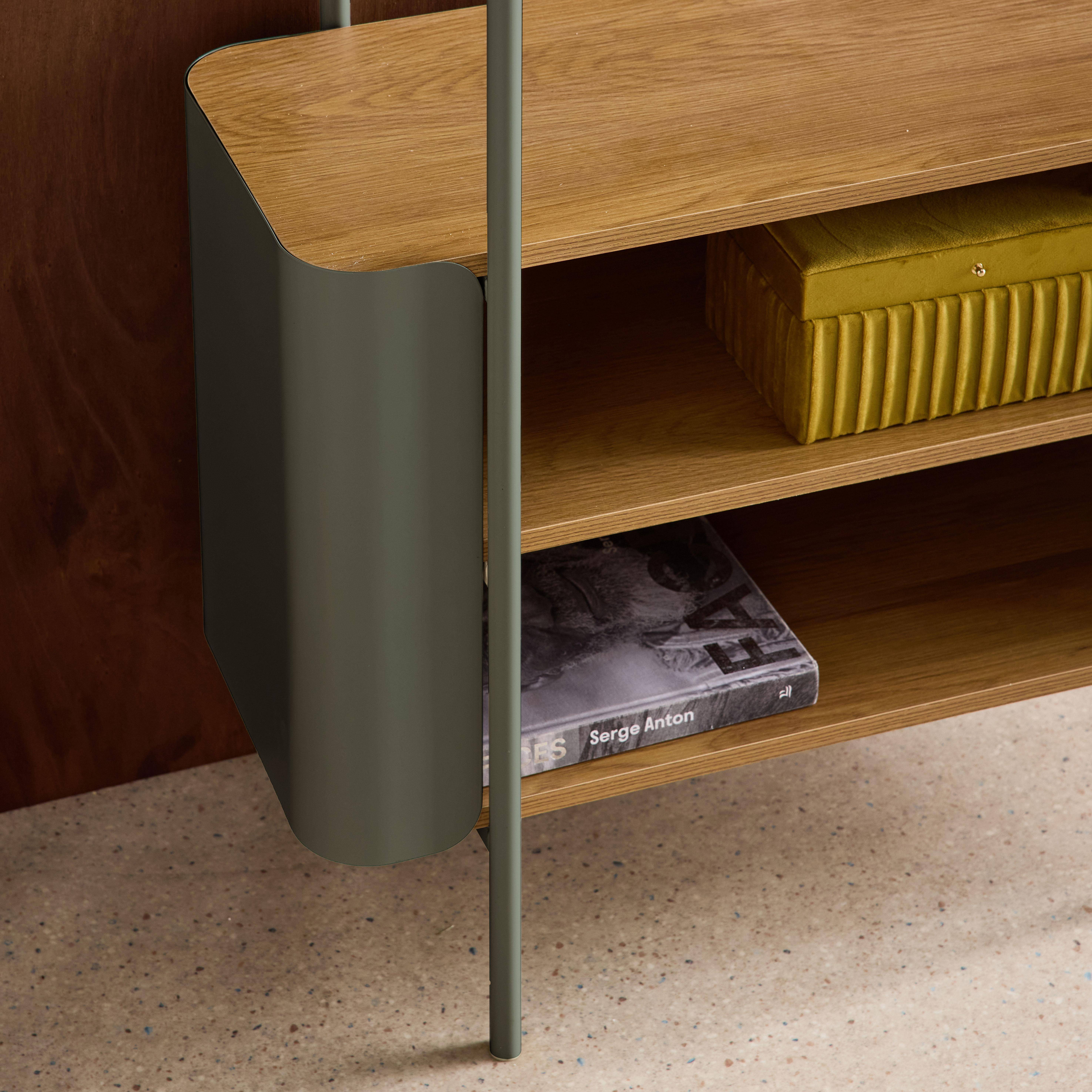 Etagère bibliothèque métal courbé et décor bois 6 niveaux vert - Molto Photo4