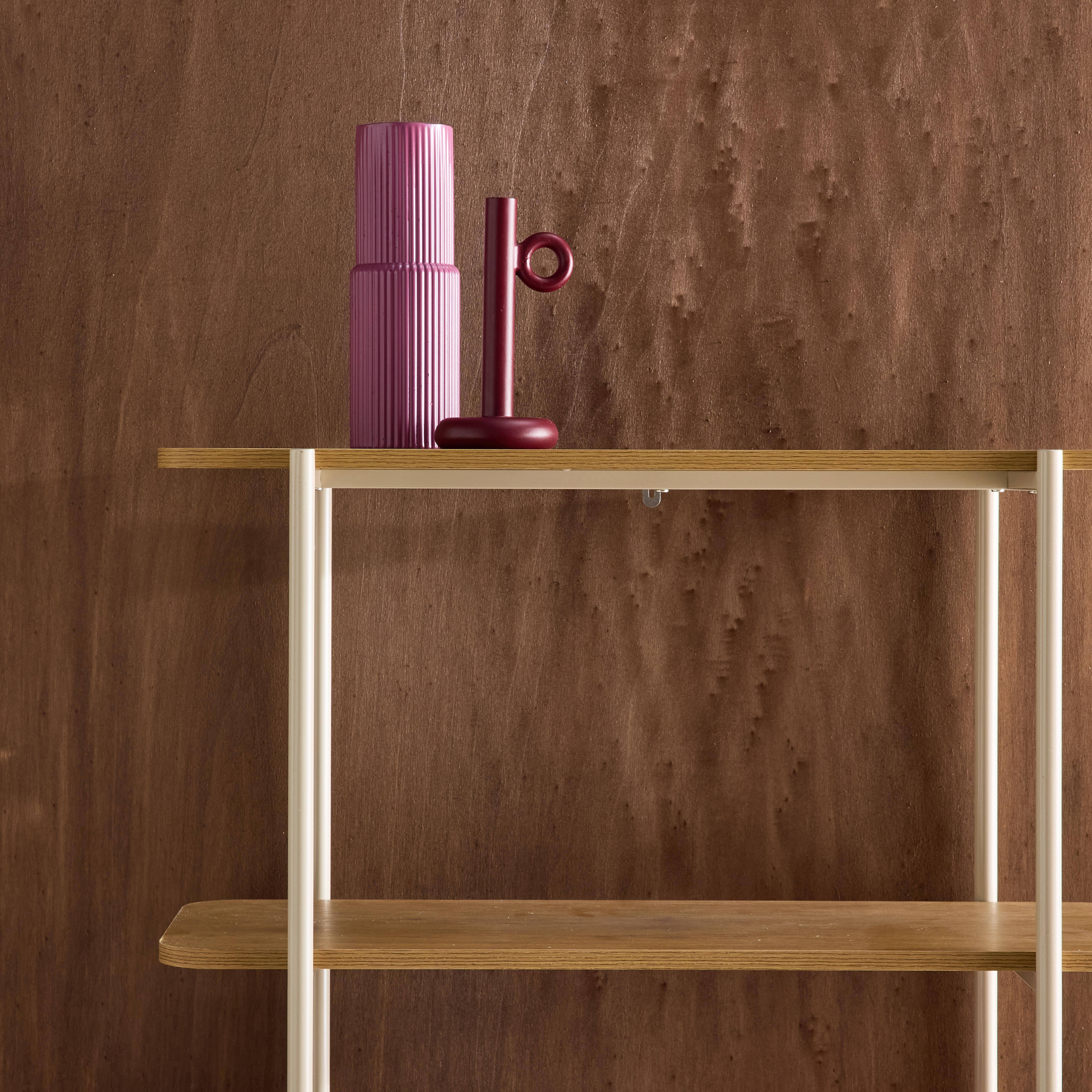 Bookshelf with curved metal and wood decor, 6 levels, beige 80x33.8x172 cm - Molto Photo3