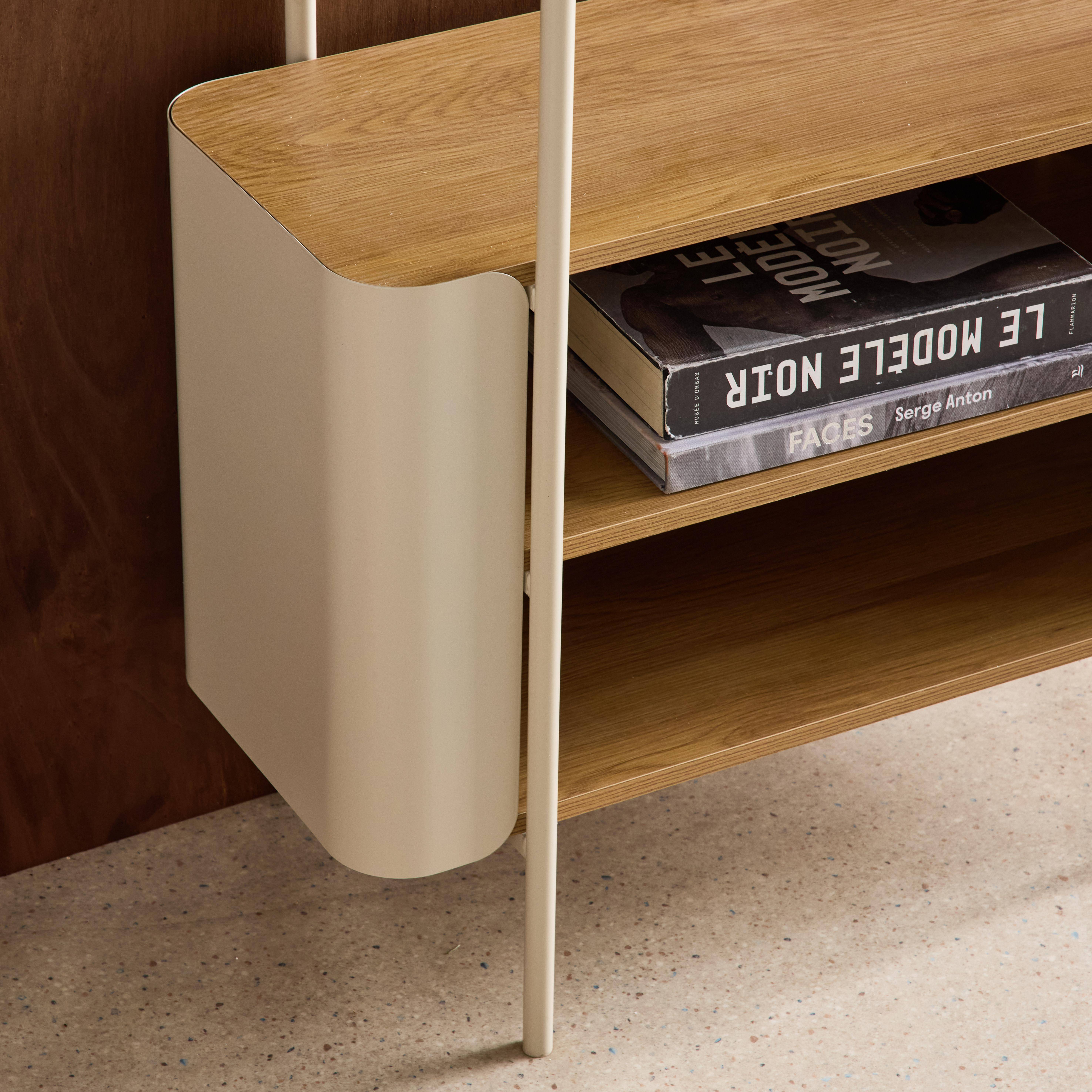 Bookshelf with curved metal and wood decor, 6 levels, beige 80x33.8x172 cm - Molto,sweeek,Photo4