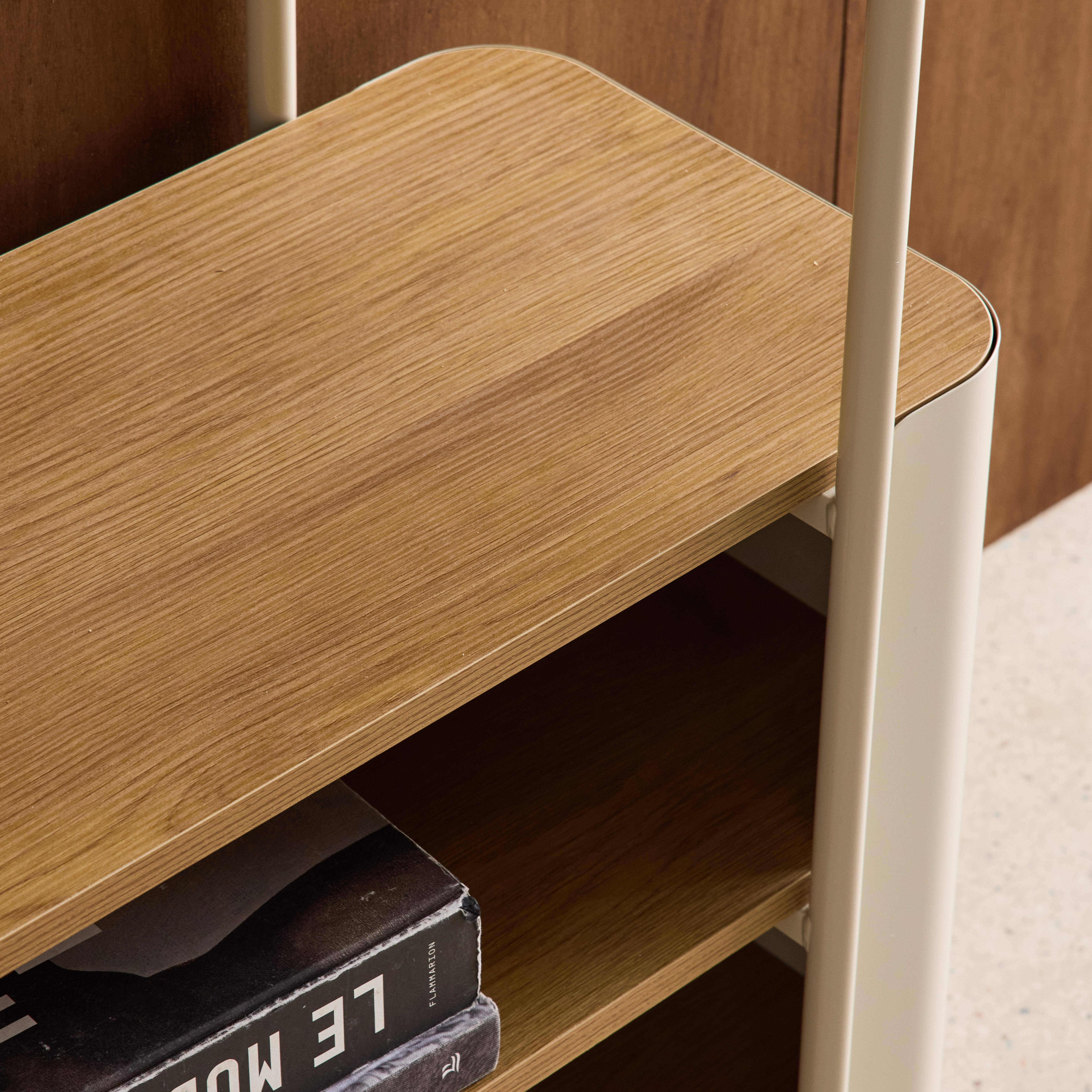 Bookshelf with curved metal and wood decor, 6 levels, beige 80x33.8x172 cm - Molto Photo5