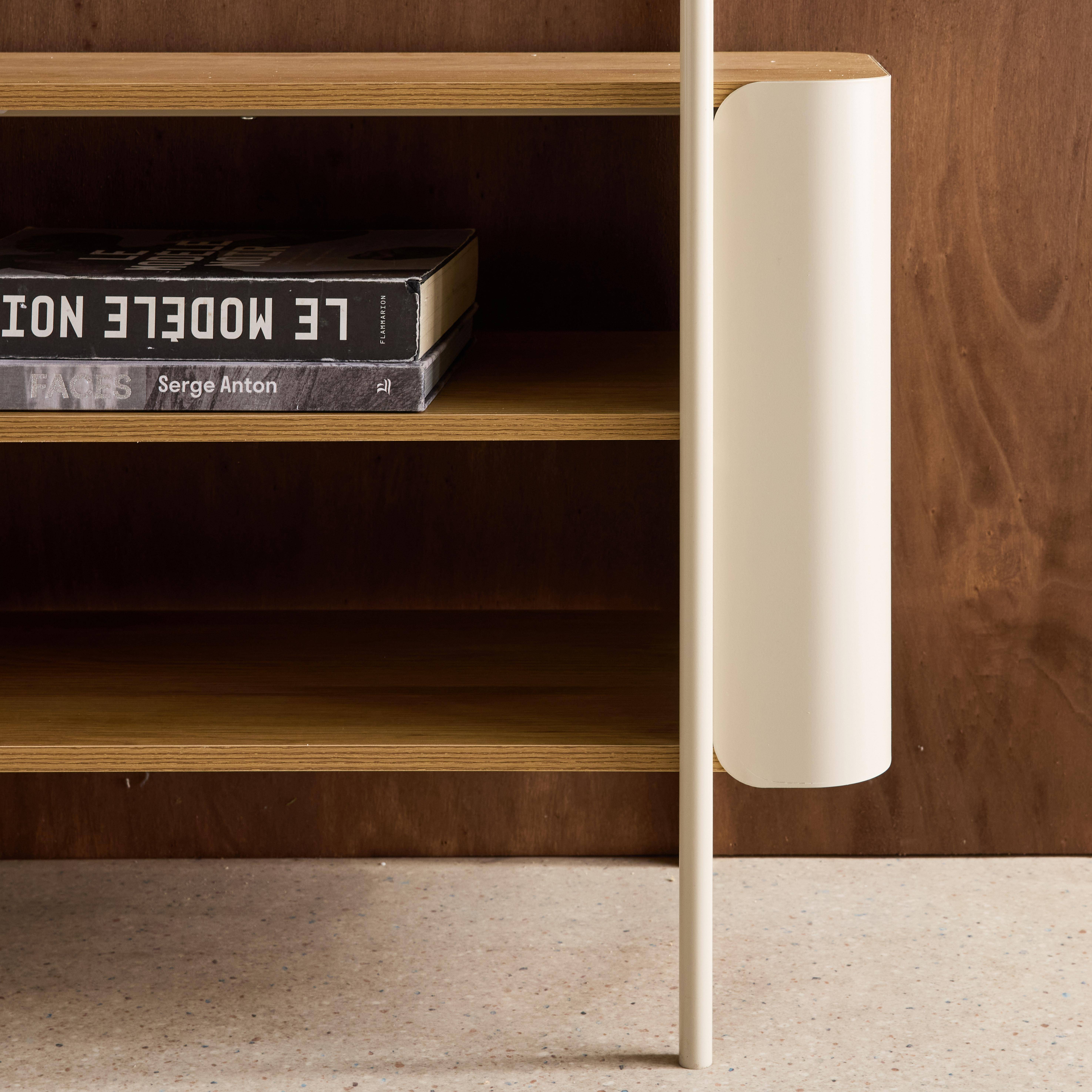 Bookshelf with curved metal and wood decor, 6 levels, beige 80x33.8x172 cm - Molto Photo6