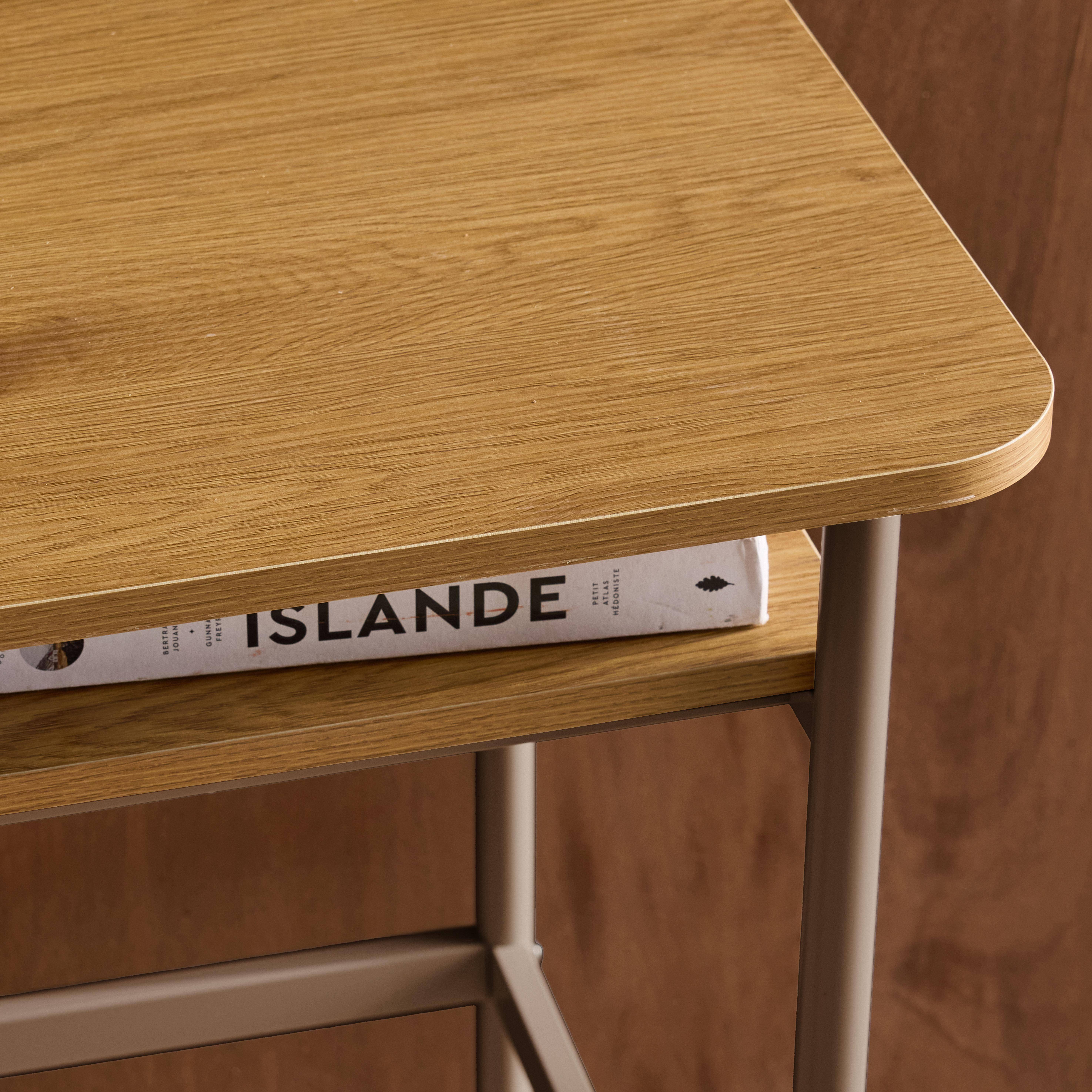 Metal desk with wood decor 3 niches, brown 100.4x50.2x88 cm - Molto,sweeek,Photo5