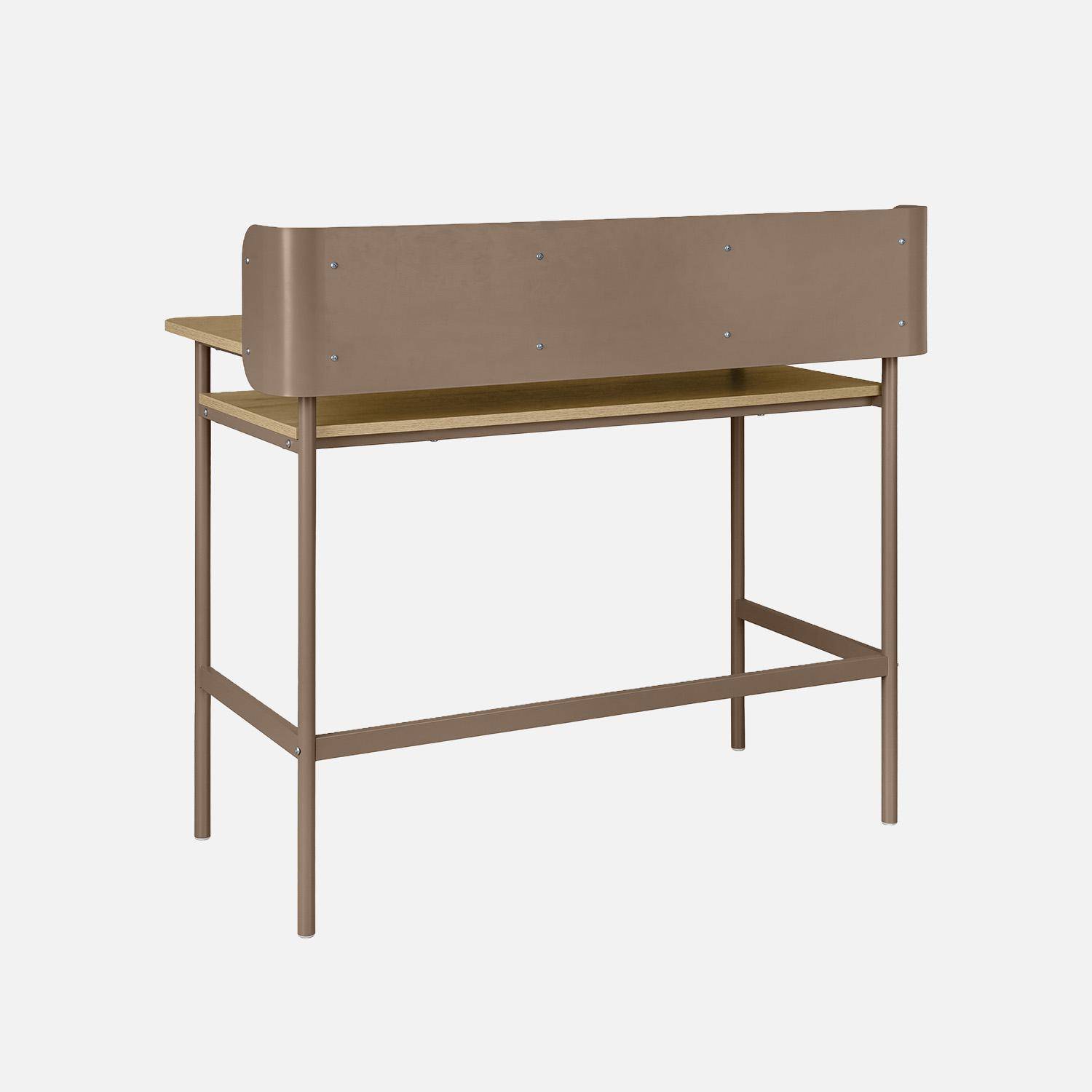 Bureau métal et décor bois 3 niches 100cm marron - Molto Photo4