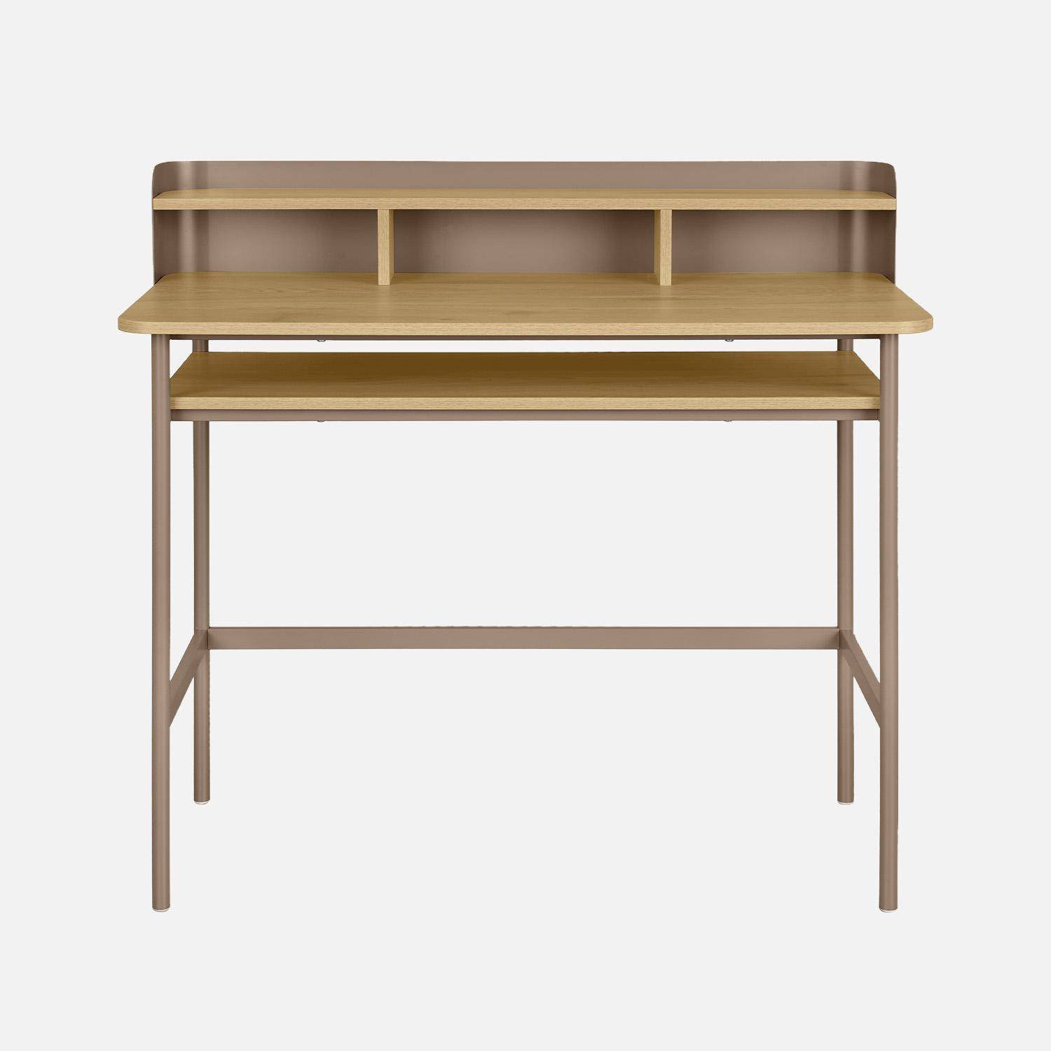 Bureau métal et décor bois 3 niches 100cm marron - Molto Photo2