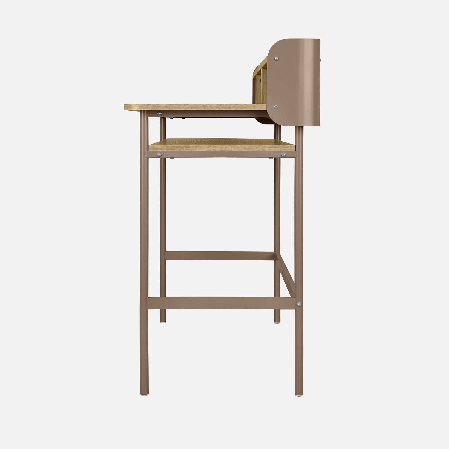 Bureau métal et décor bois 3 niches 100cm marron - Molto,sweeek,Photo3