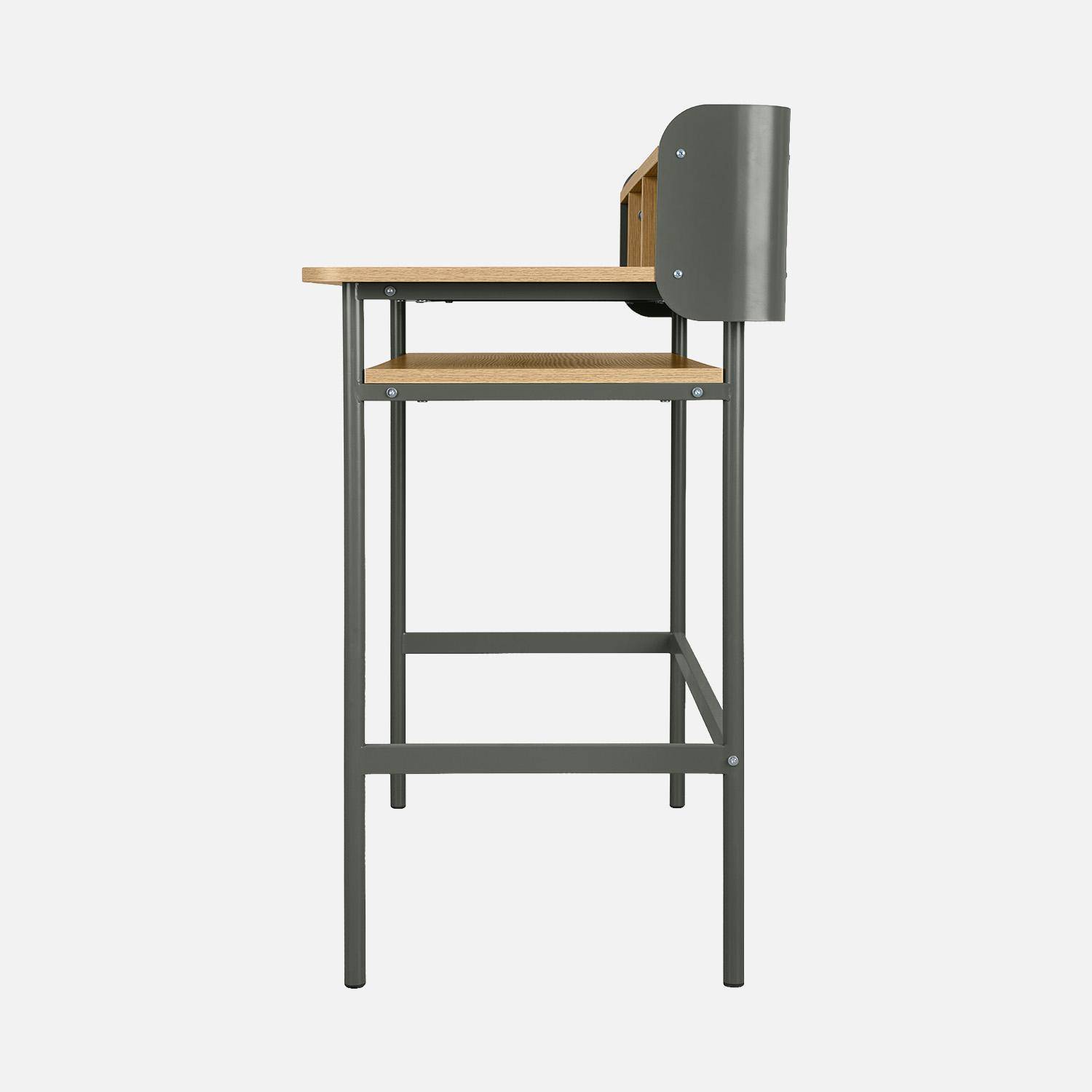 Bureau métal et décor bois 3 niches 100cm vert - Molto Photo3