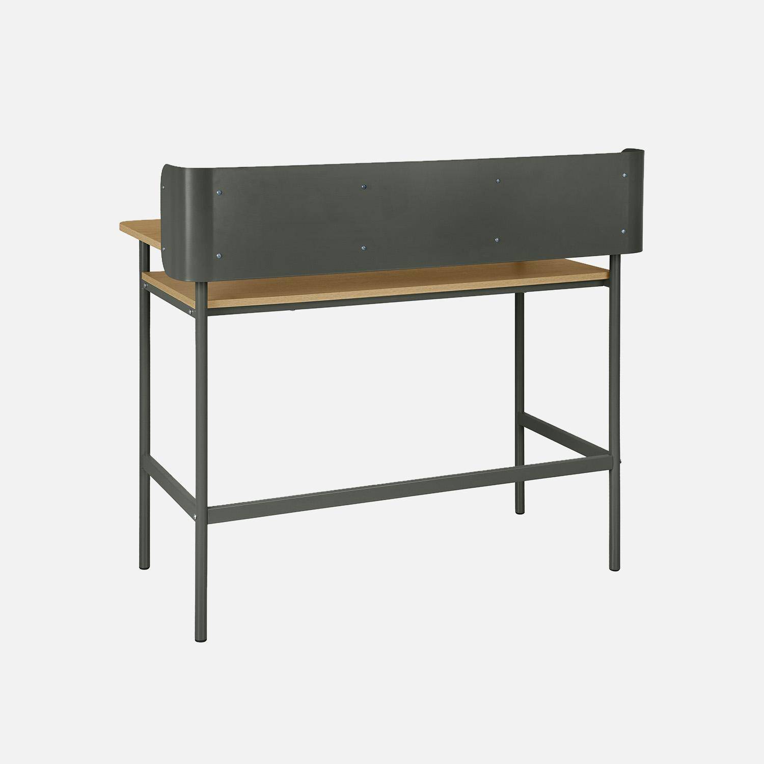 Bureau métal et décor bois 3 niches 100cm vert - Molto Photo4