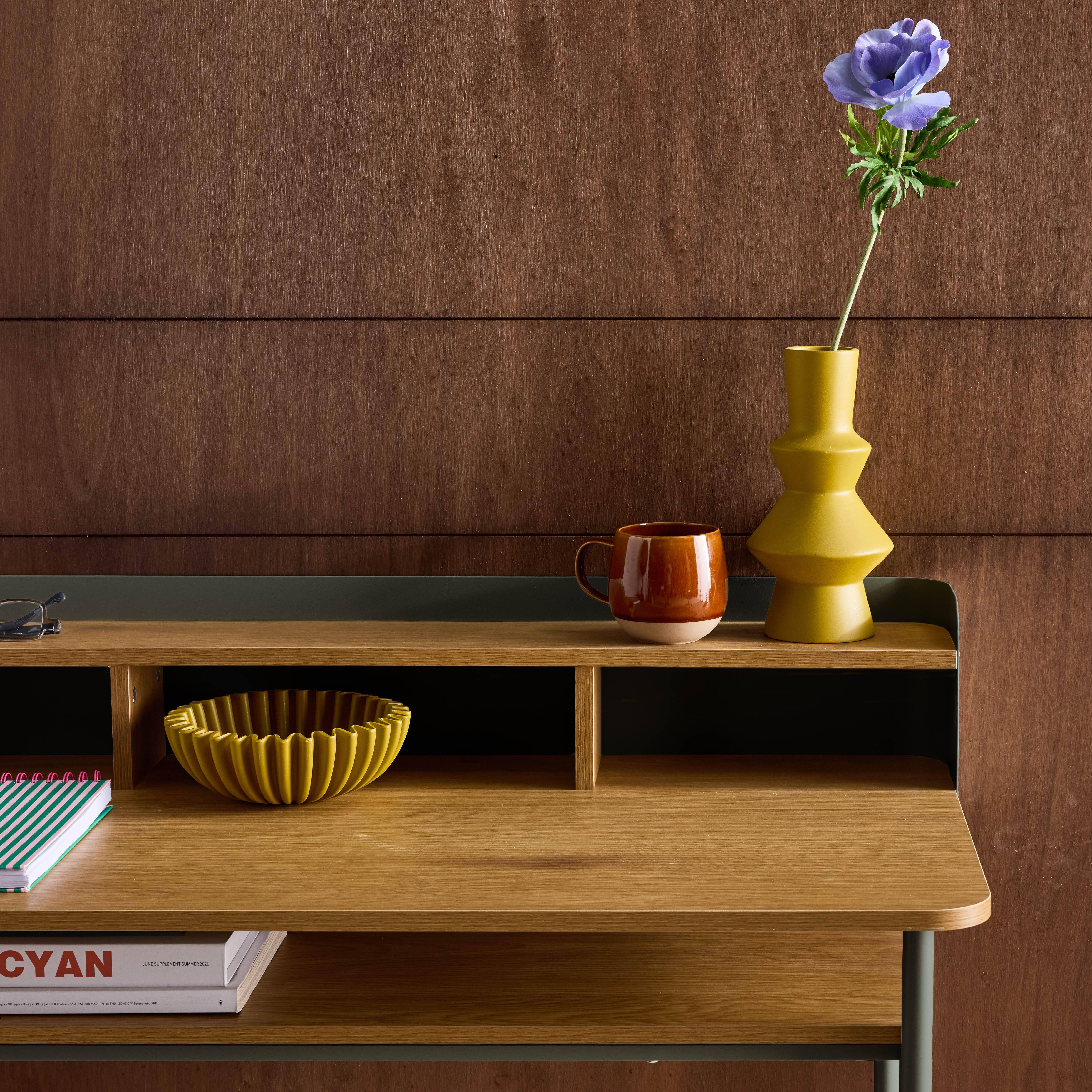 Bureau métal et décor bois 3 niches 100cm vert - Molto Photo4