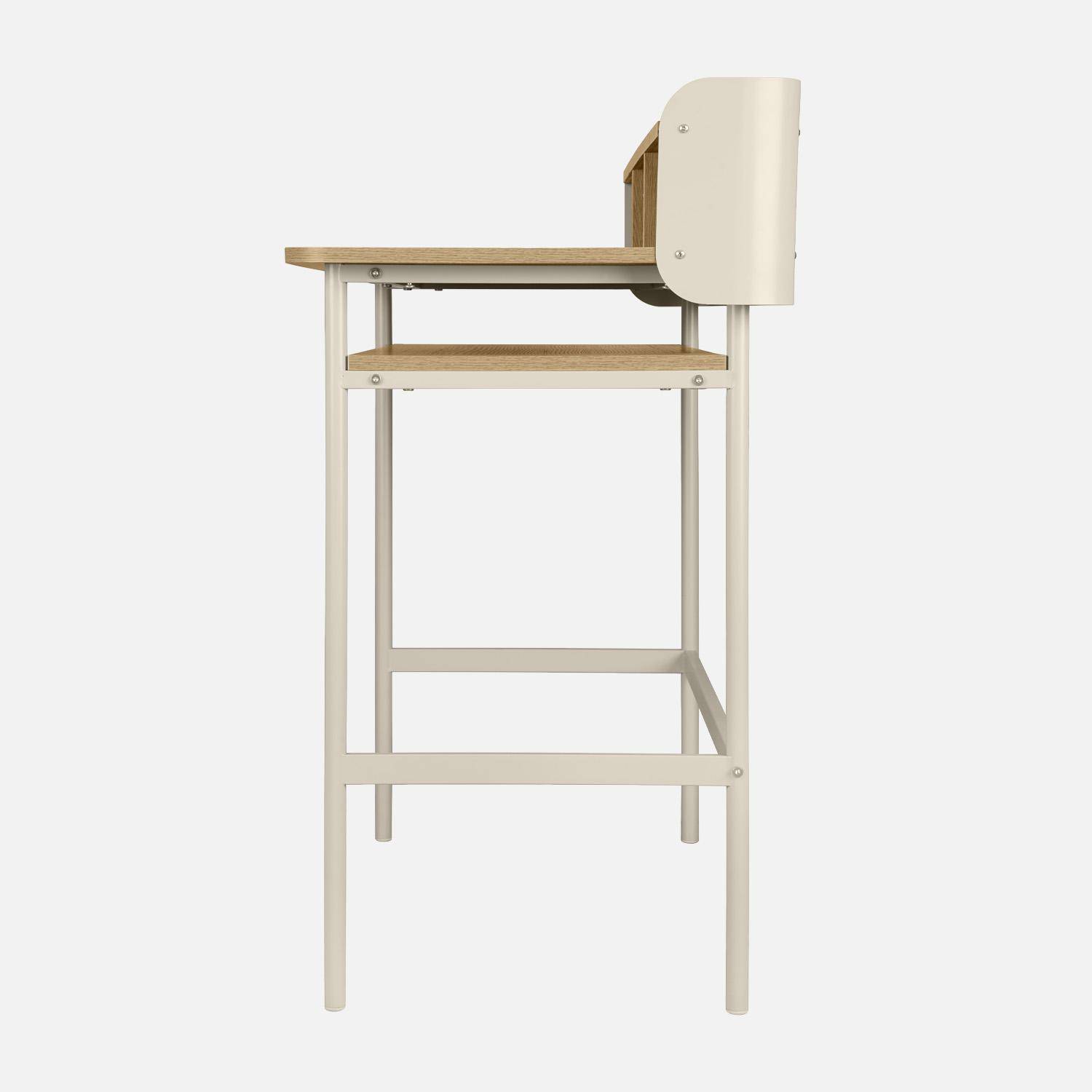 Bureau métal et décor bois 3 niches 100cm beige - Molto,sweeek,Photo3
