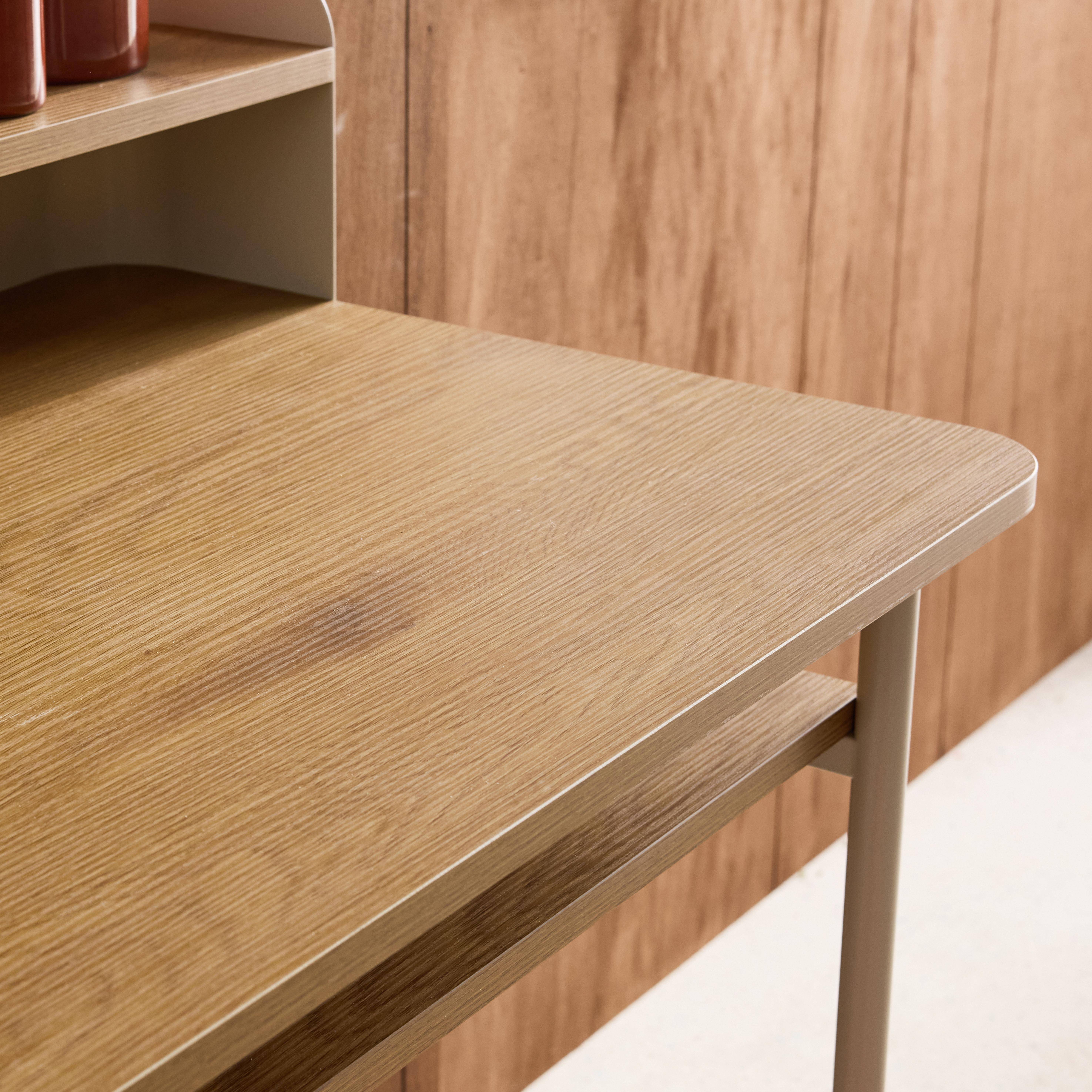 Metal desk with wood decor 3 niches, beige 100.4x50.2x88 cm - Molto Photo5