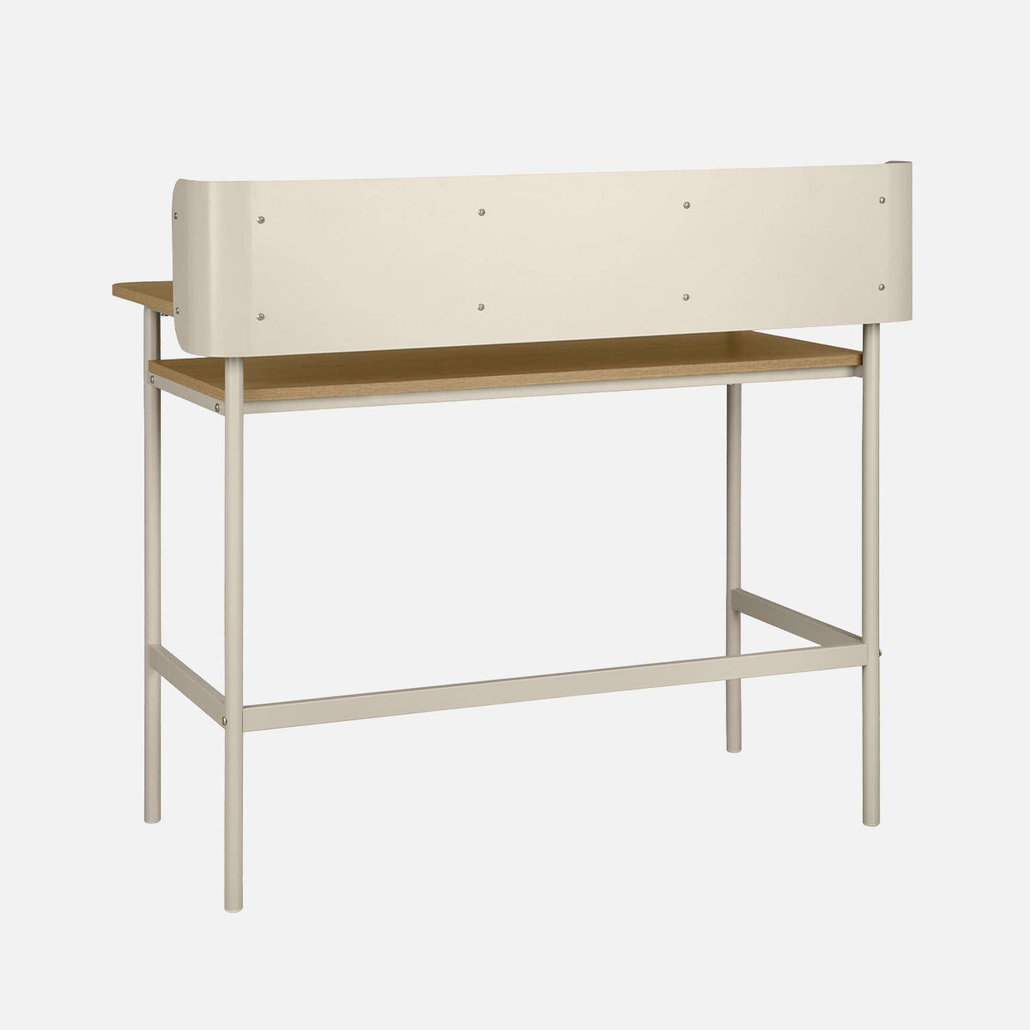 Bureau métal et décor bois 3 niches 100cm beige - Molto Photo4