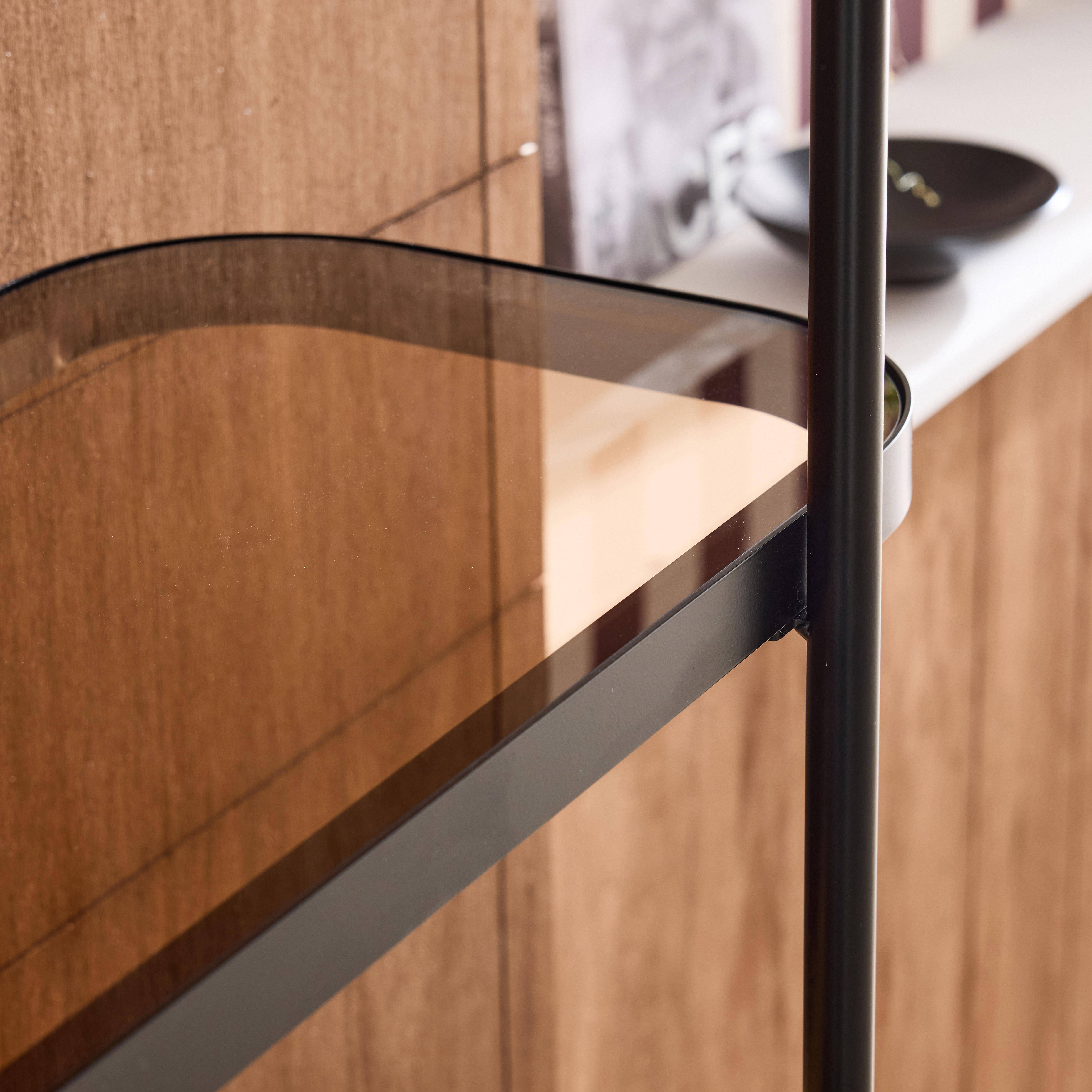 Open kast met 5 niveaus metaal houtdecor en gehard glas naturel 90 x 34 x 155cm - Smooky,sweeek,Photo4