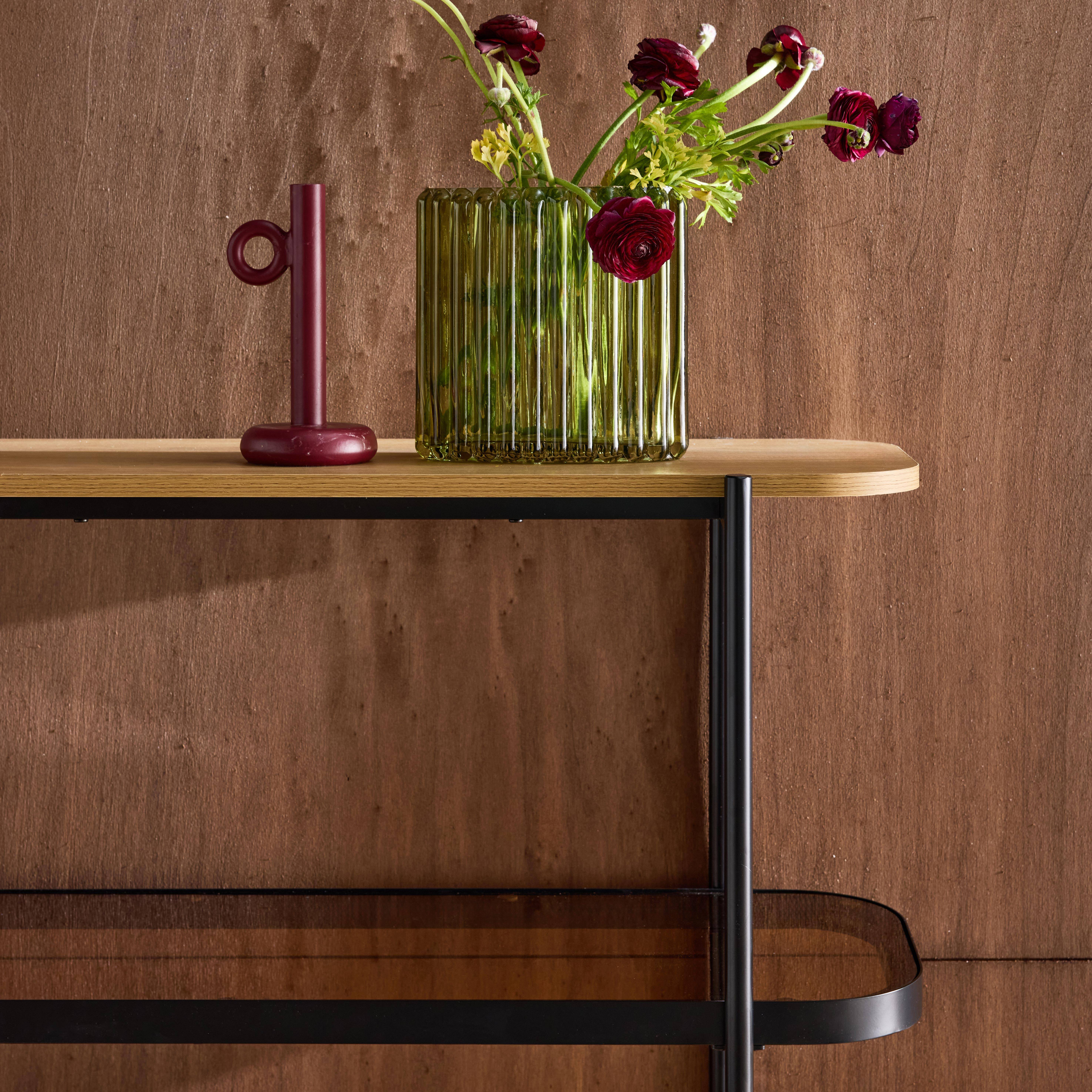 Open kast met 5 niveaus metaal houtdecor en gehard glas naturel 90 x 34 x 155cm - Smooky,sweeek,Photo5