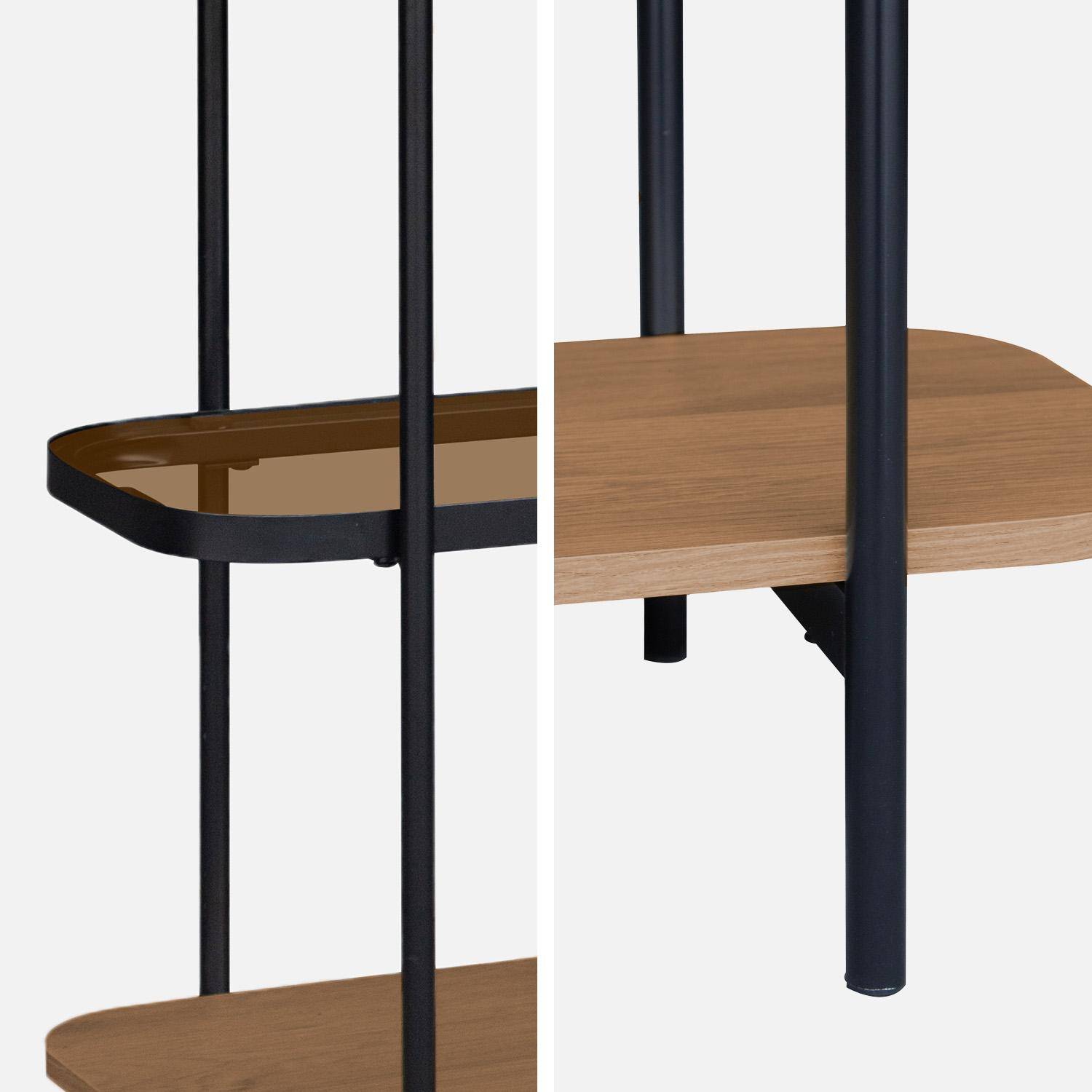 Etagère bibliothèque verre, décor bois et métal 5 niveaux - Smooky Photo4