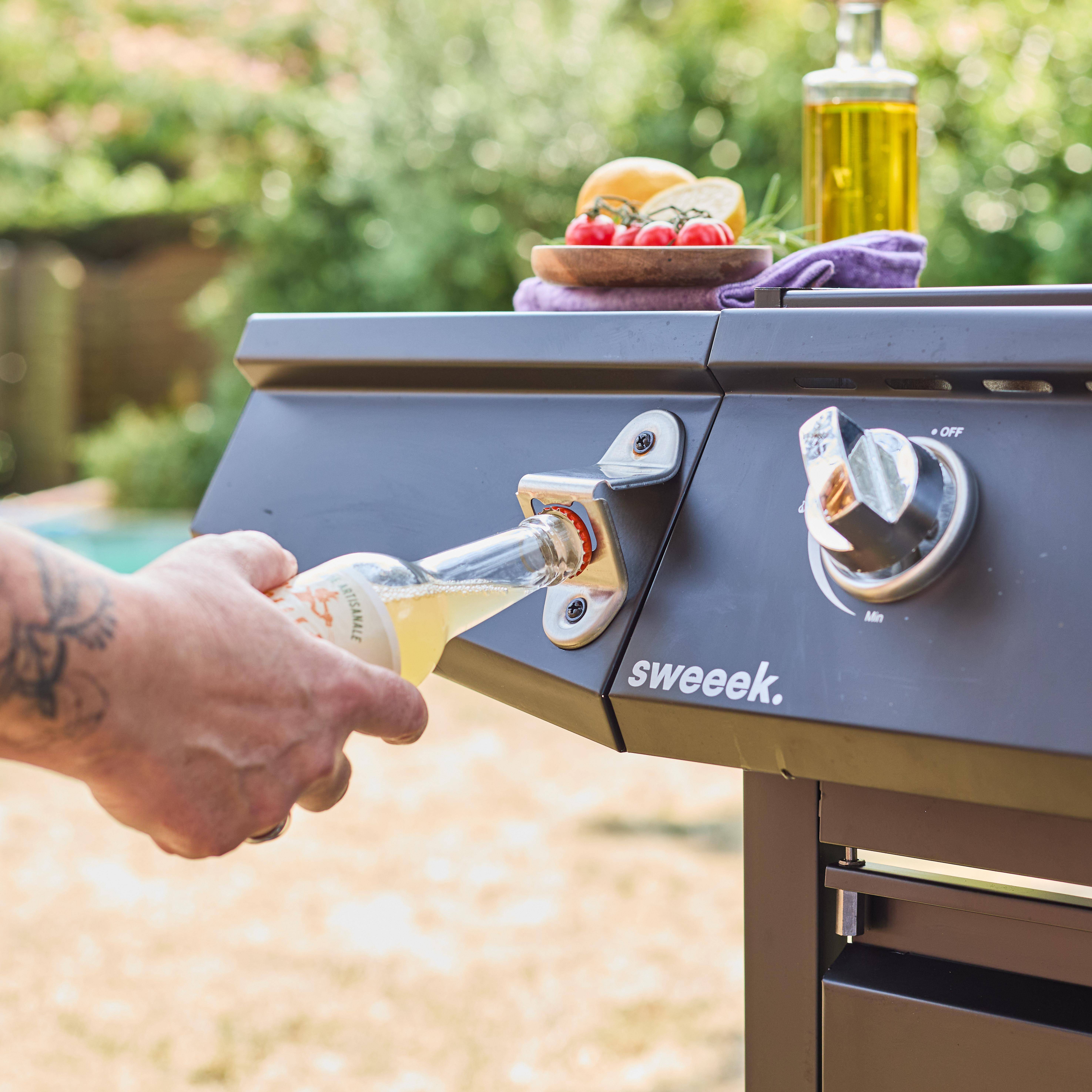 Barbecue a gas con 3 bruciatori e 1 bruciatore laterale Nero - 117.2x43.5x103 cm Photo2