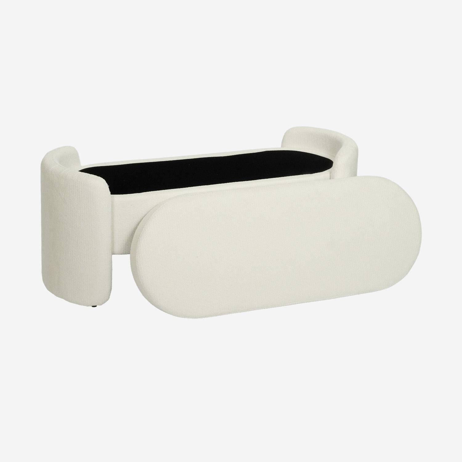 Banc coffre, bout de lit contemporain tissu blanc, L 110 x P 42 x H 45cm - Kalo,sweeek,Photo3
