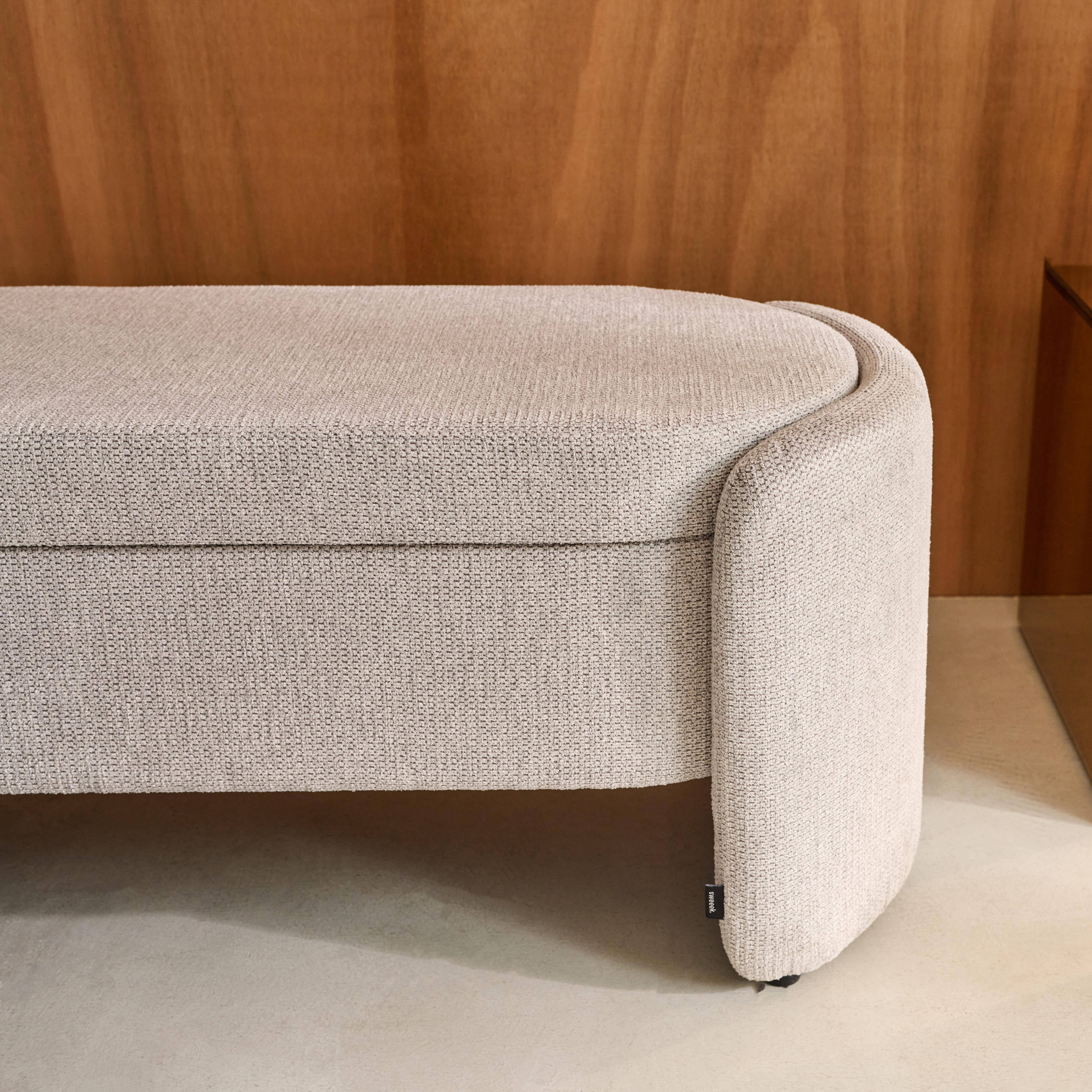 Panca contenitore, fondo letto contemporaneo in tessuto Grigio chiaro - 110x42x45 cm Photo5
