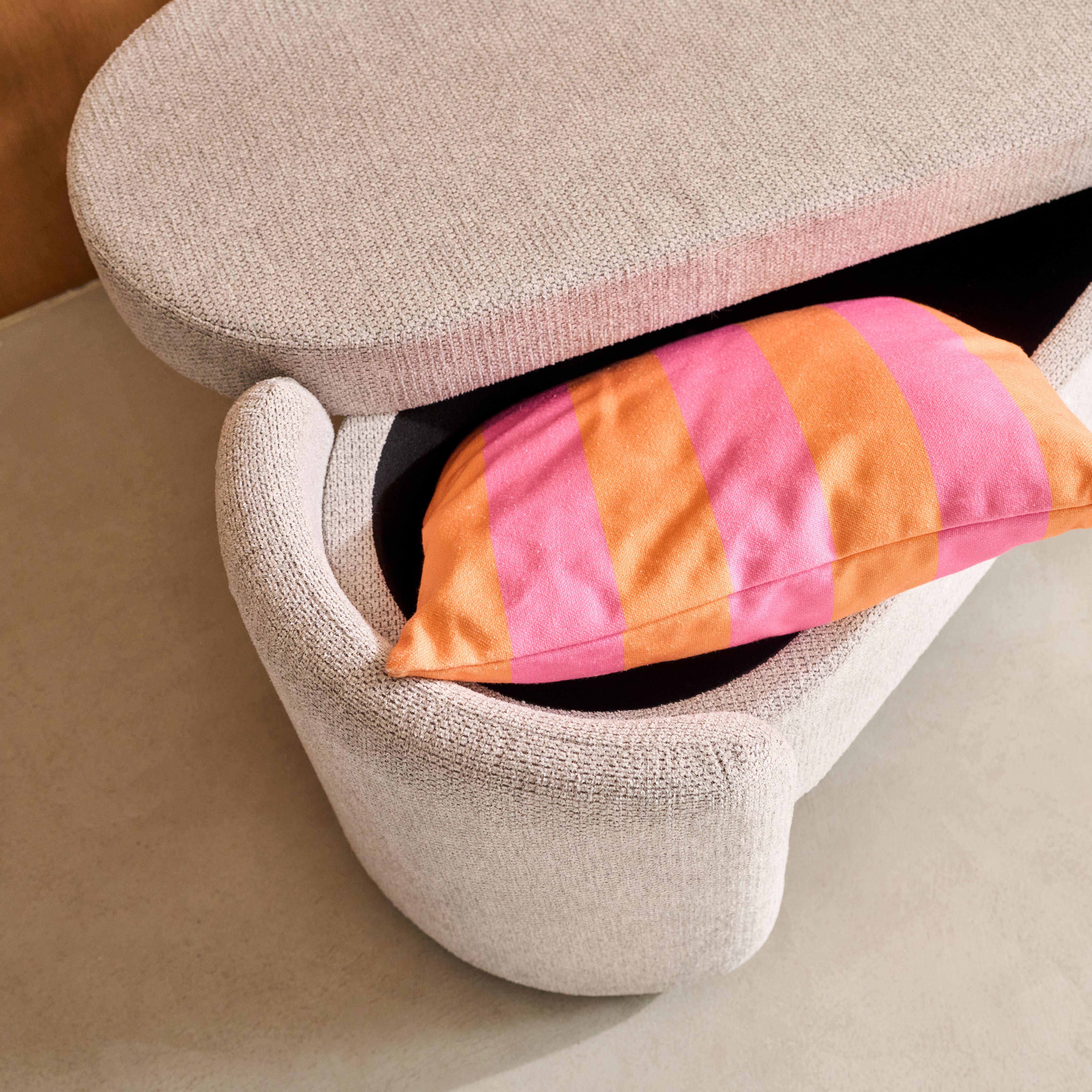 Panca contenitore, fondo letto contemporaneo in tessuto Grigio chiaro - 110x42x45 cm Photo4