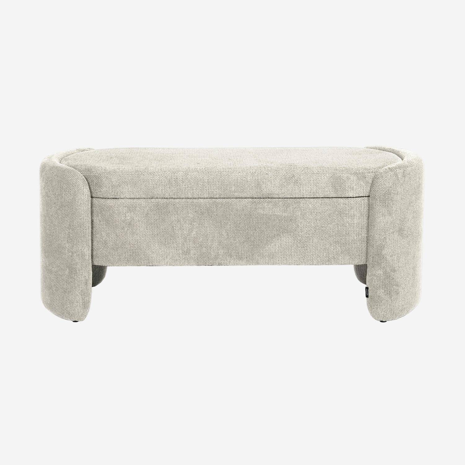 Banc coffre, bout de lit contemporain tissu gris clair, L 110 x P 42 x H 45cm - Kalo,sweeek,Photo2