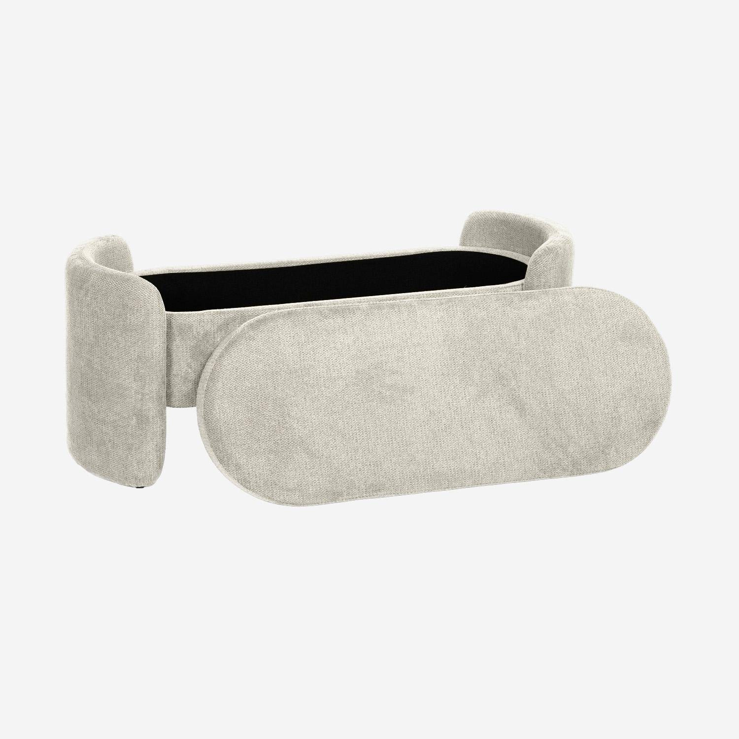 Banc coffre, bout de lit contemporain tissu gris clair, L 110 x P 42 x H 45cm - Kalo,sweeek,Photo3