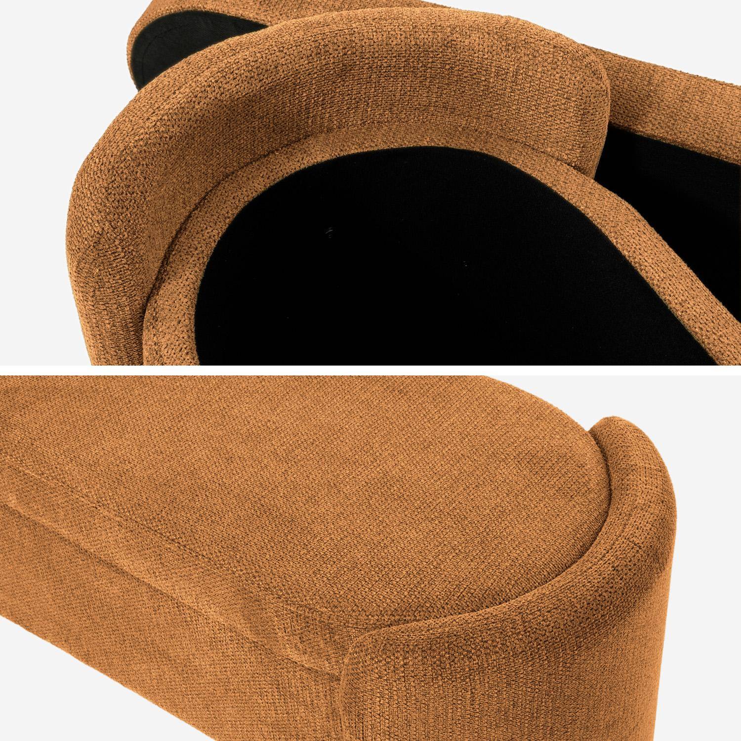 Banc coffre, bout de lit contemporain tissu terracotta, L 110 x P 42 x H 45cm - Kalo Photo4