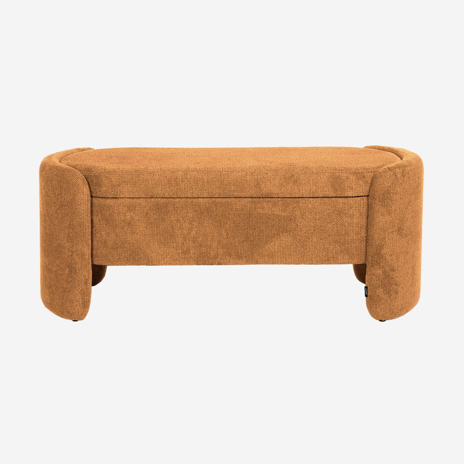 Banc coffre, bout de lit contemporain tissu terracotta, L 110 x P 42 x H 45cm - Kalo,sweeek,Photo2