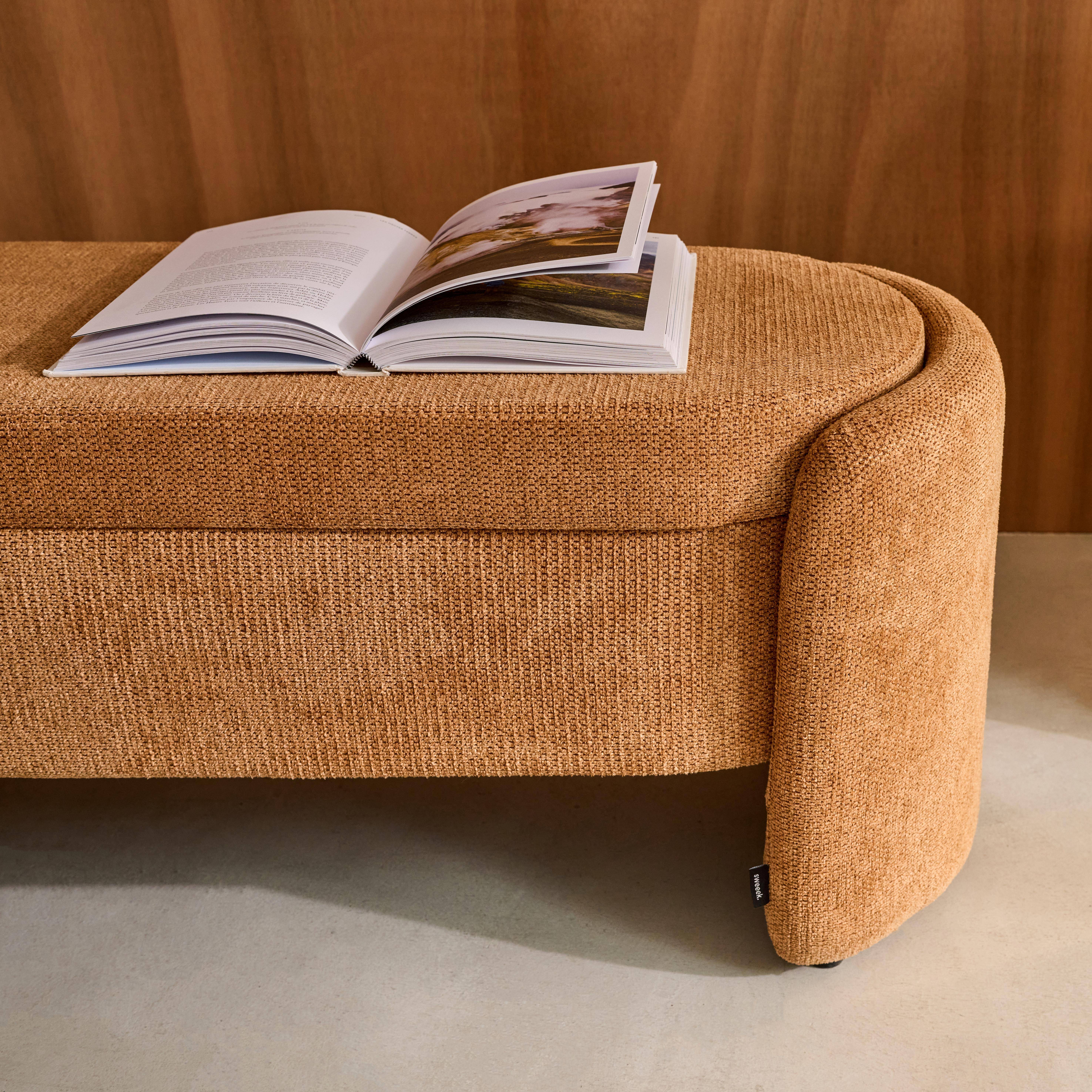 Panca contenitore, fondo letto contemporaneo in tessuto Ruggine - 110x42x45 cm Photo5