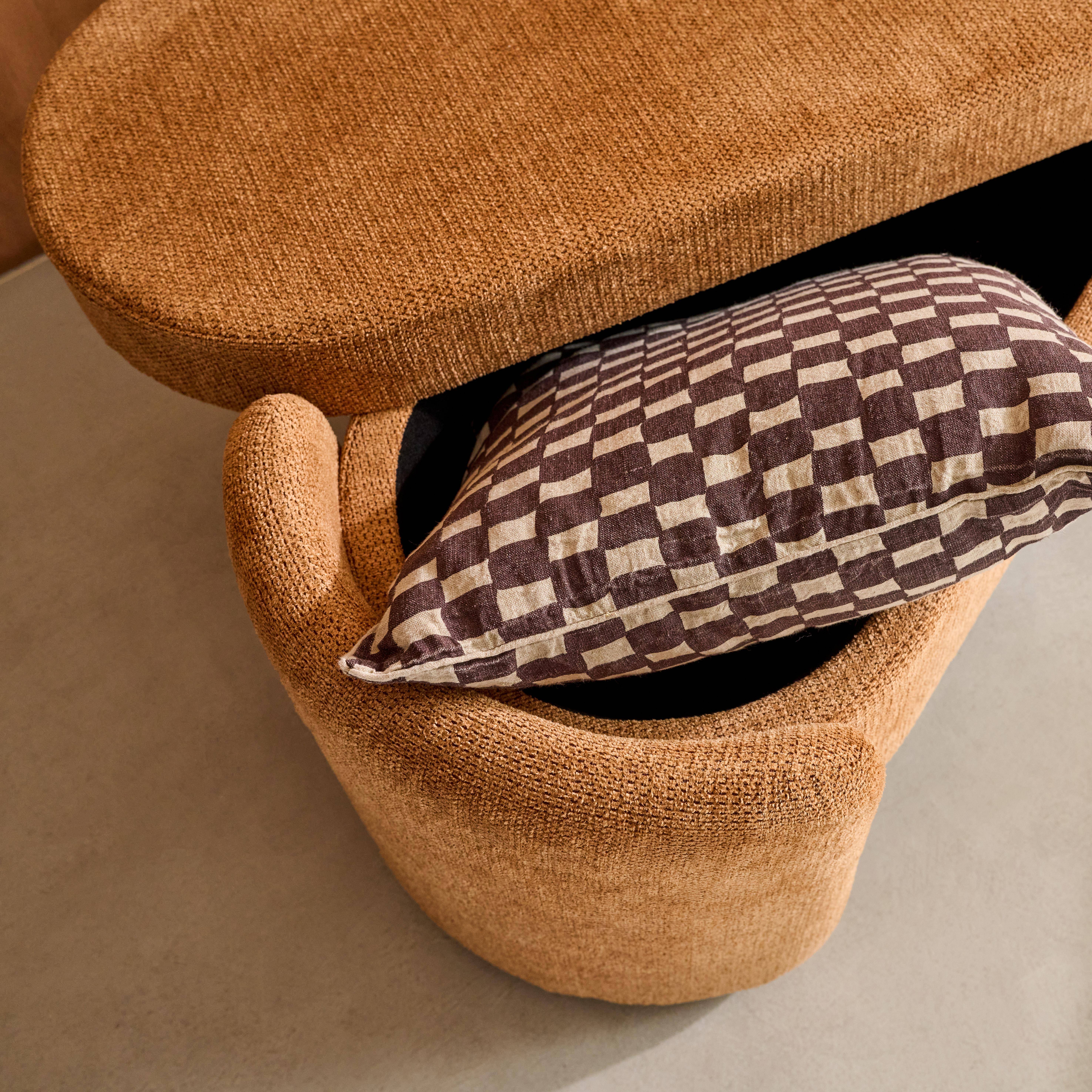 Panca contenitore, fondo letto contemporaneo in tessuto Ruggine - 110x42x45 cm,sweeek,Photo4