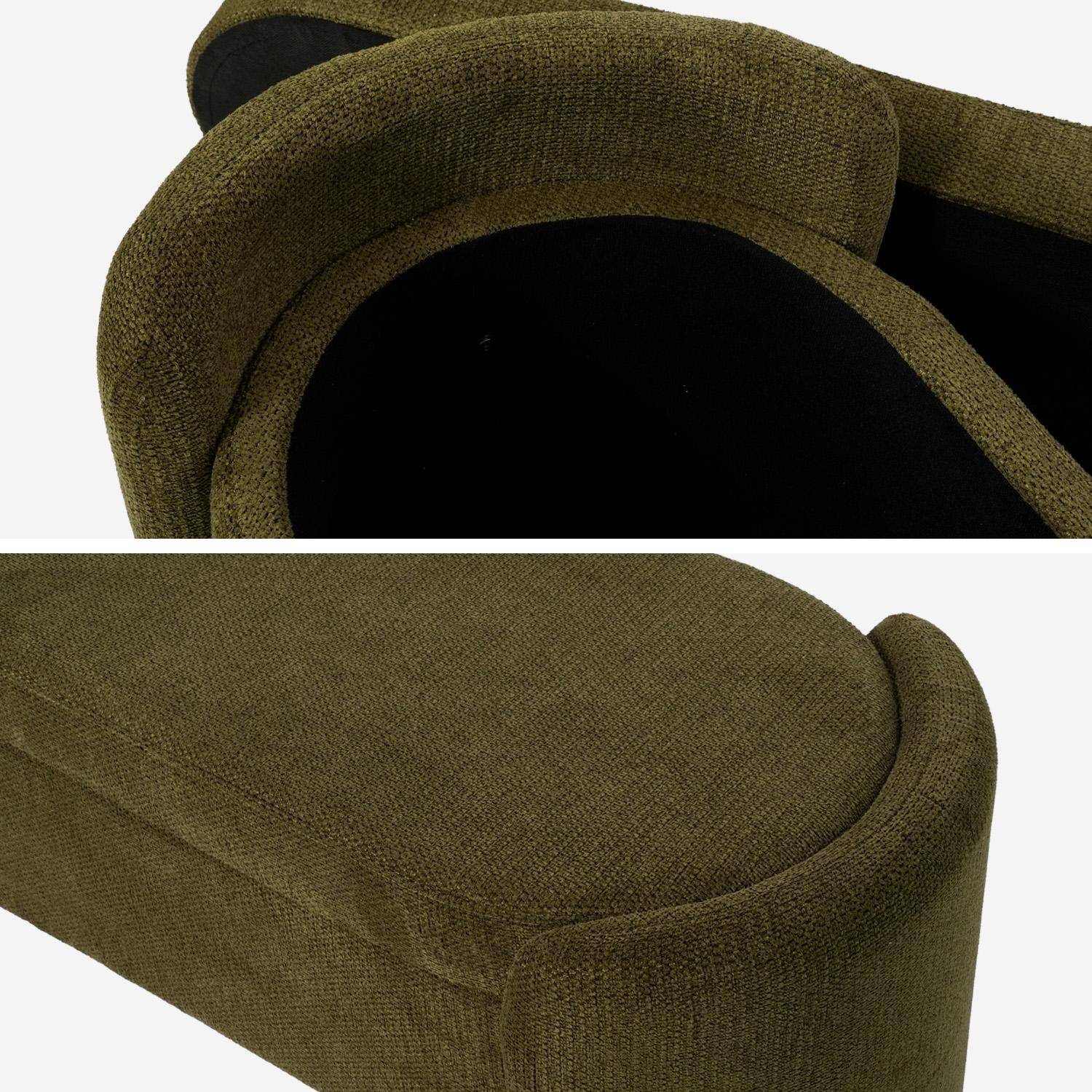 Banc coffre, bout de lit contemporain tissu kaki, L 110 x P 42 x H 45cm - Kalo Photo4