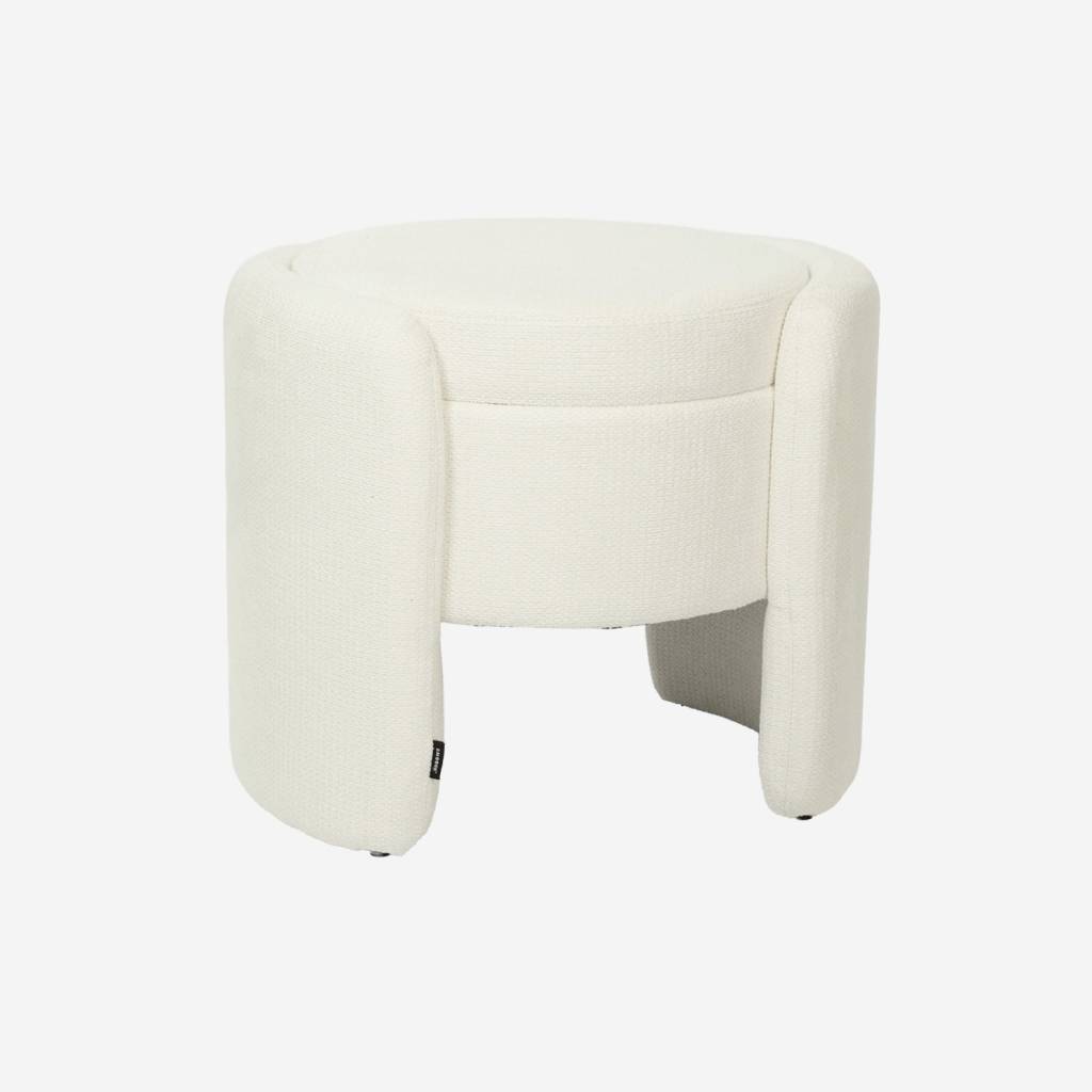 Tabouret coffre contemporain tissu blanc