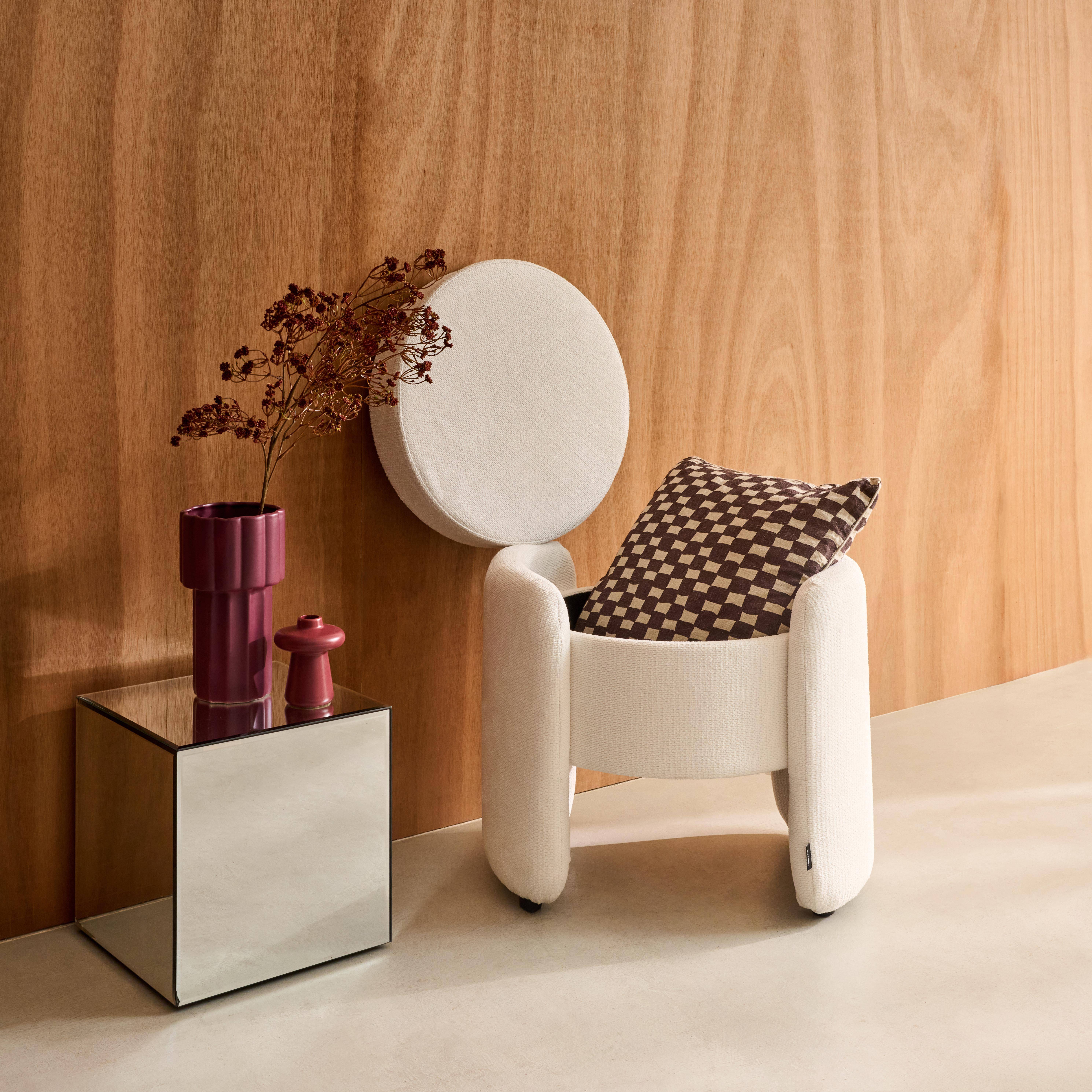 Sgabello contenitore contemporaneo in tessuto, Kalo, Bianco, 53x43x45 cm Photo3